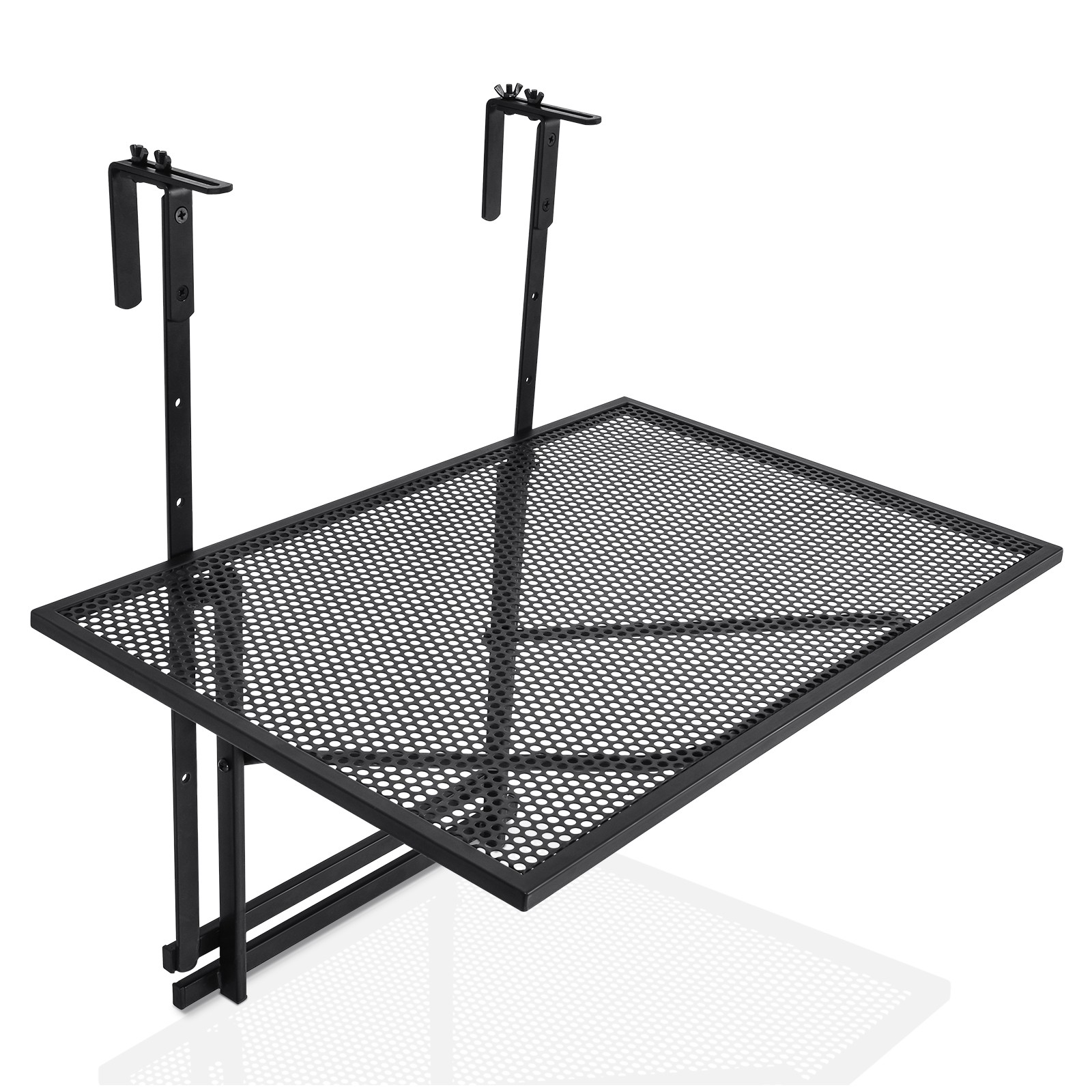 Patiojoy Folding Hanging Table Adjustable Balcony Railing Table Patio Deck Black