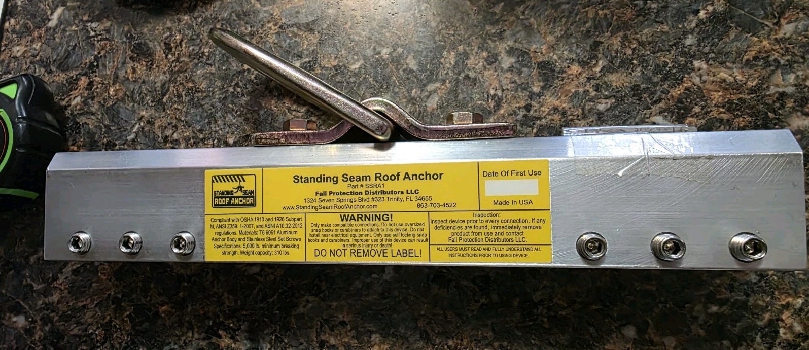 Falltech Bolt/Weld D-Ring Standing Seam Roof Anchor Model # SSRA1