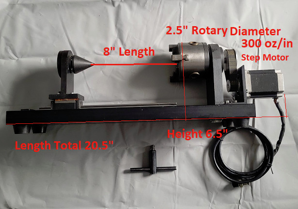 Rotary 2.6" diameter 8" Length Step Motor CNC Router Engraver Plasma Laser KIT