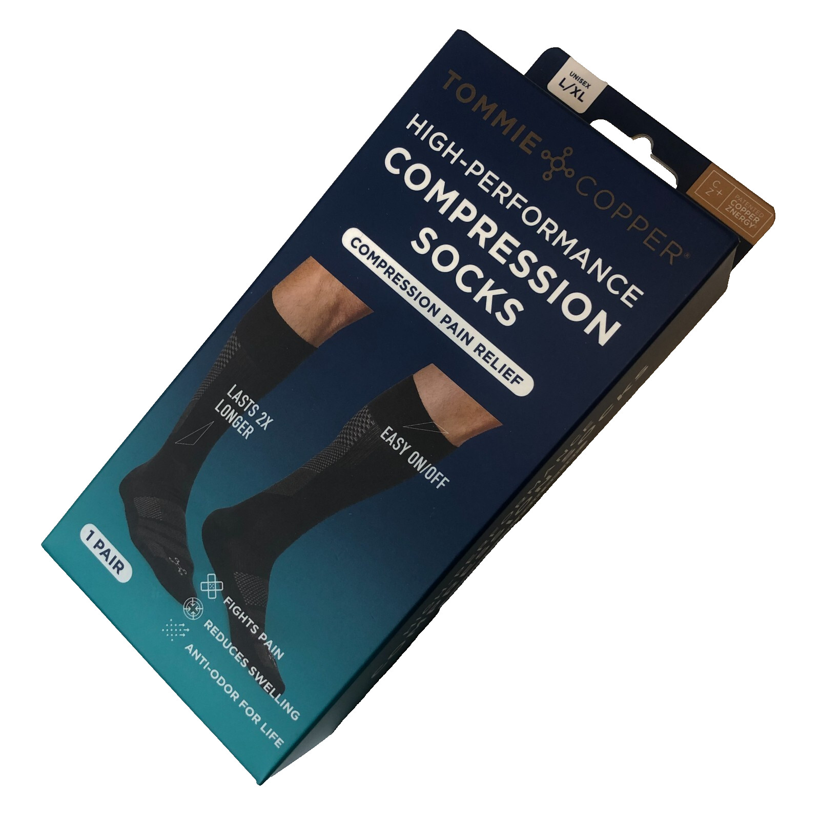 Tommie Copper Black Compression Socks Size L/XL Anti Odor