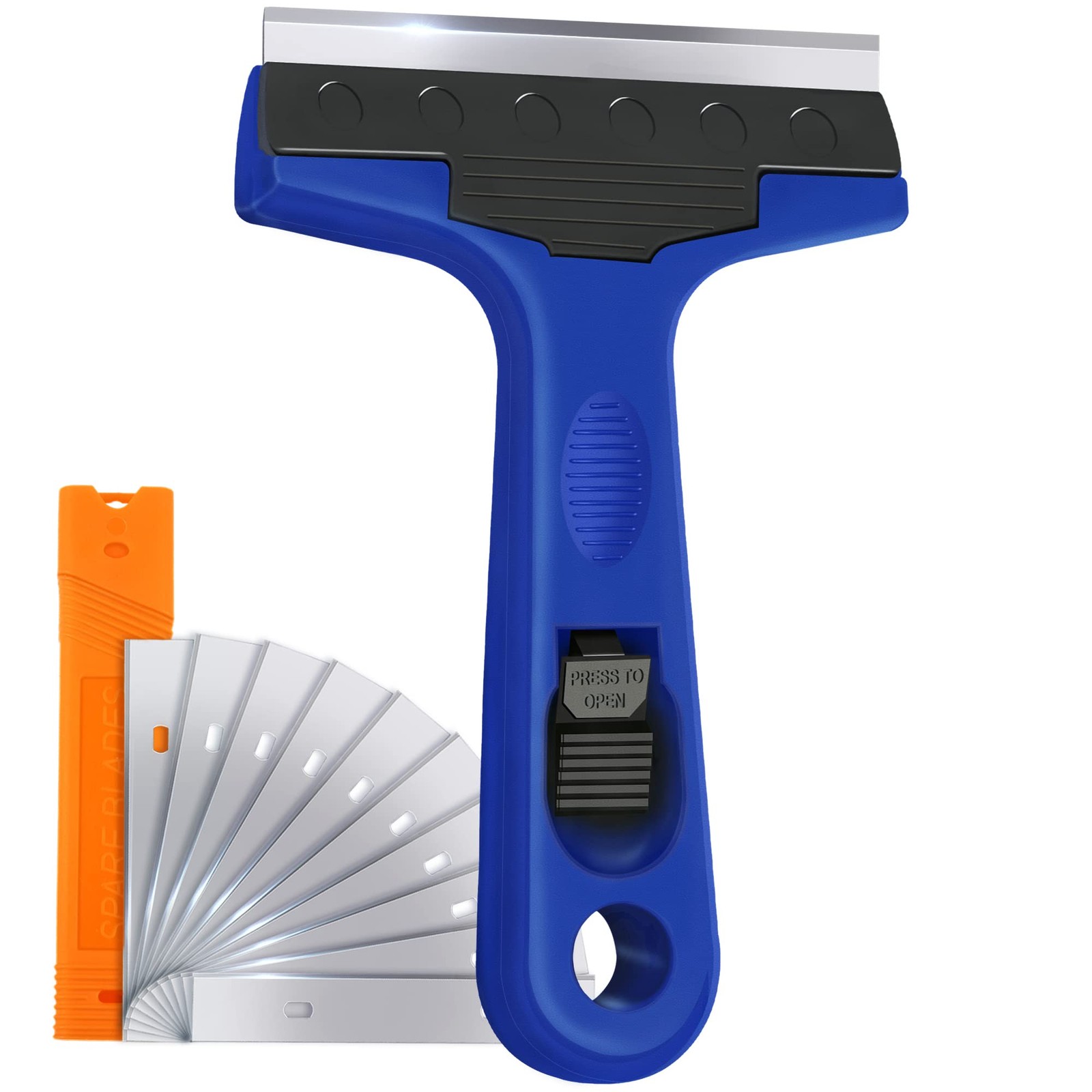 Razor Blade Scraper, 4" Scraper Tool with 10 Extra Replacement Metal Blades,...
