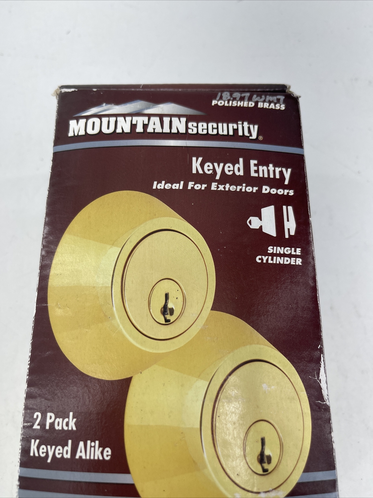 HAMPTON MOUNTAIN SECURITY BOXs, 2 POLISHED BRASS KEYED DEADBOLT 3501-105 