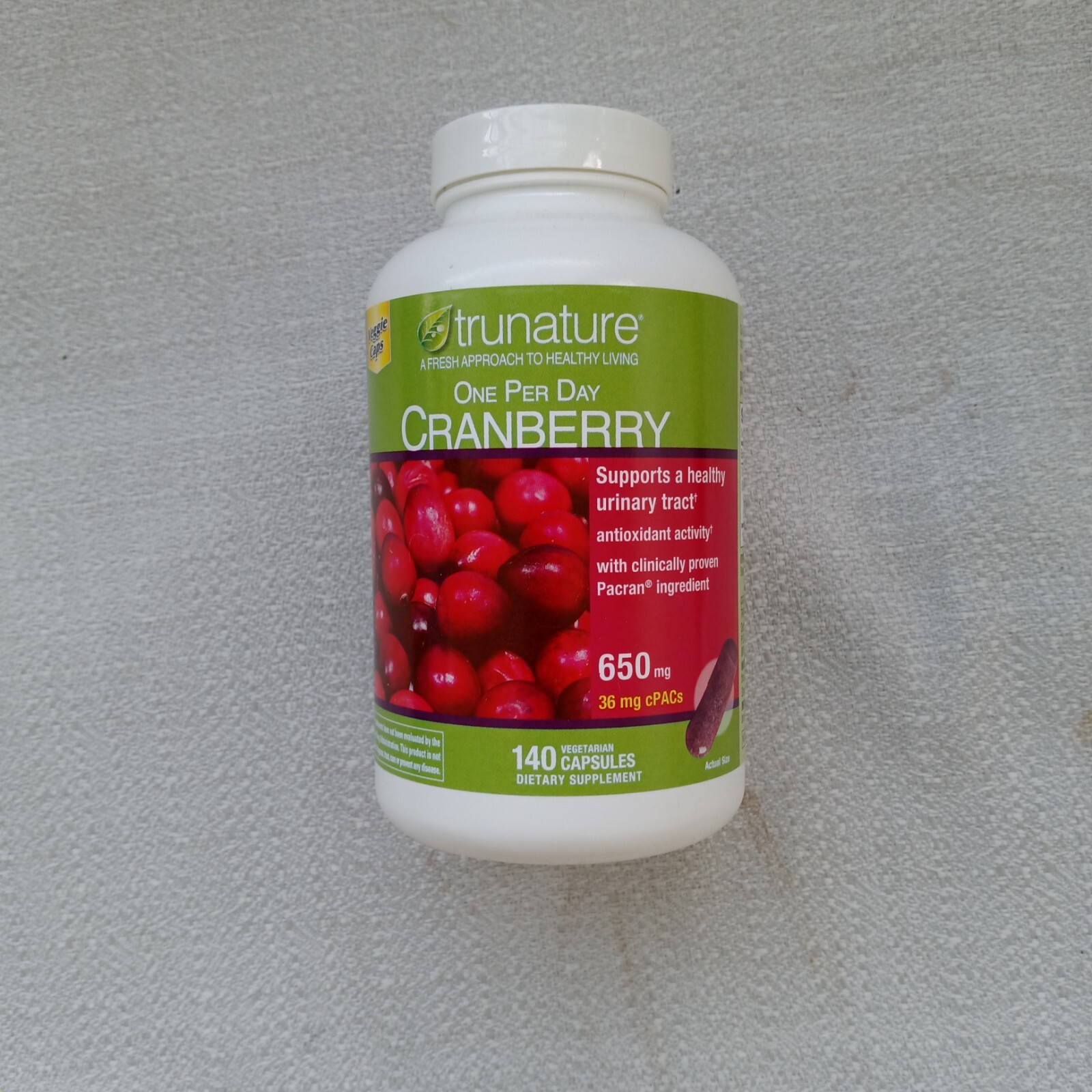 trunature One Per Day Cranberry 650 mg, 140 Vegetarian Capsules BESTBY MAY 2026