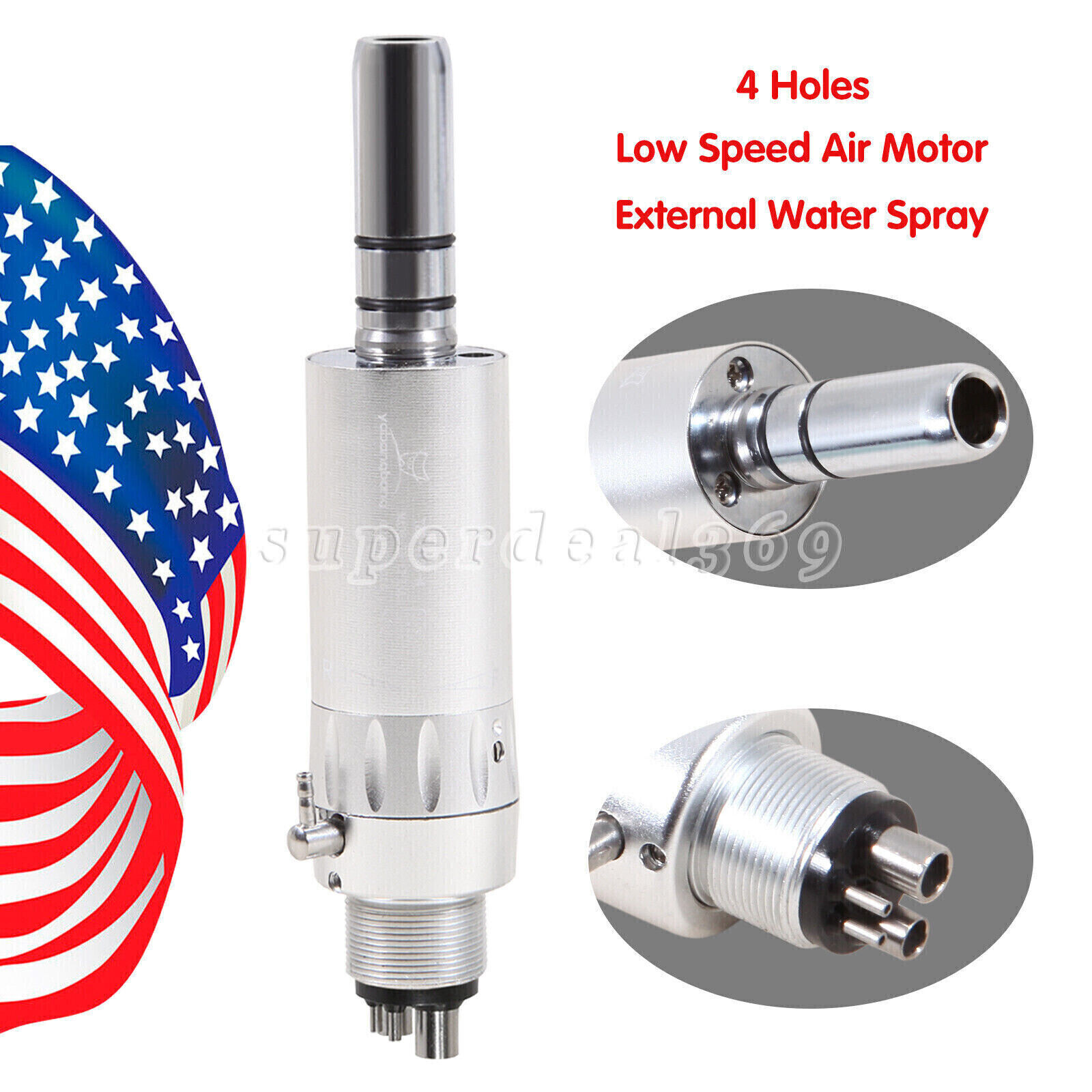 Dental Low Speed Handpiece Straight Nosecone Air Motor 4 holes Inner/External EP