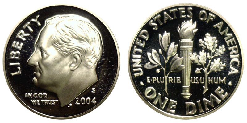 2004 S GEM BU PROOF ROOSEVELT DIME  PF 10 CENT UNCIRCULATED US COIN #4036