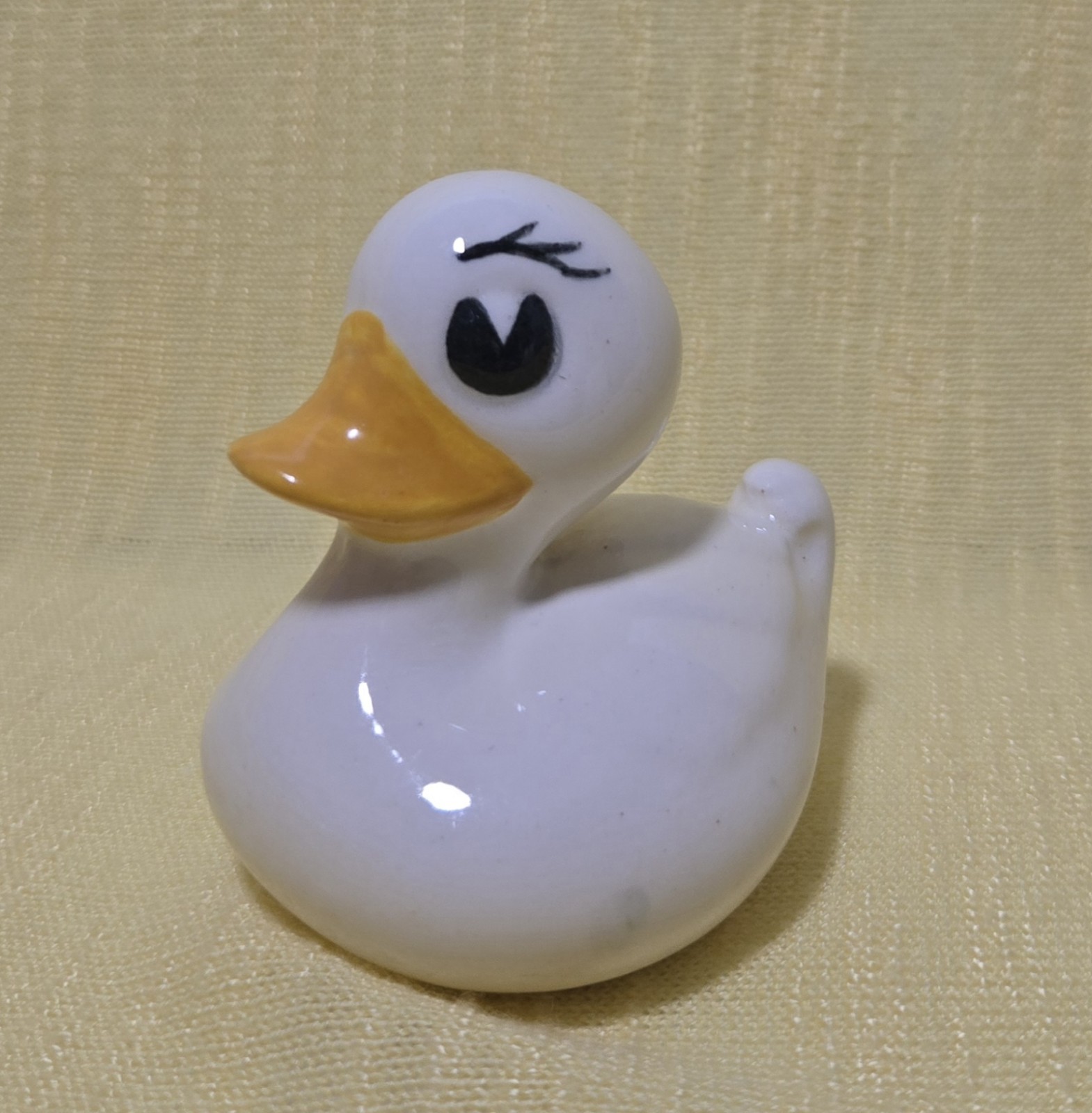 Ceramic Duck 3" Cotton Ball Holder Duck Collector Decor Bathroom