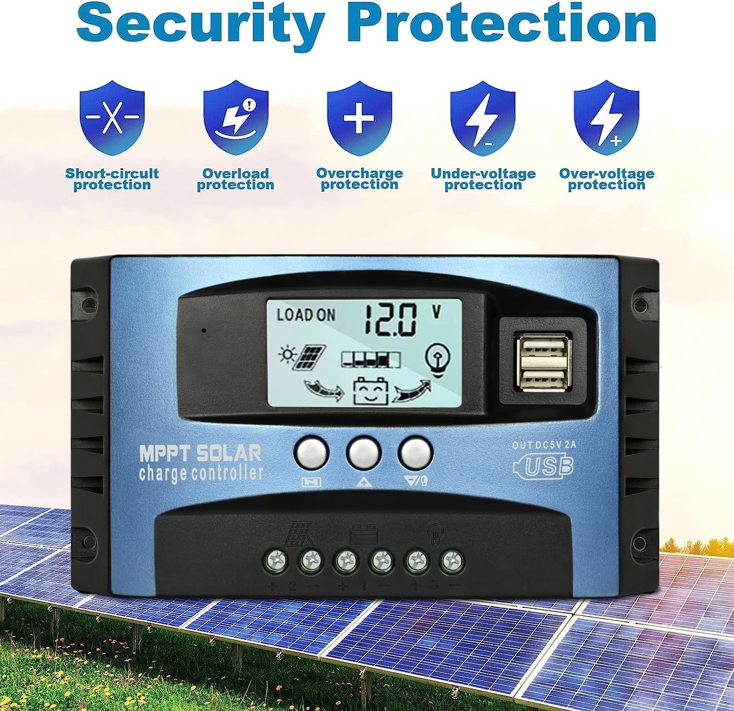 100A MPPT Solar Charge Controller, 12V/ 24V Solar Panel Battery Intelligent R...