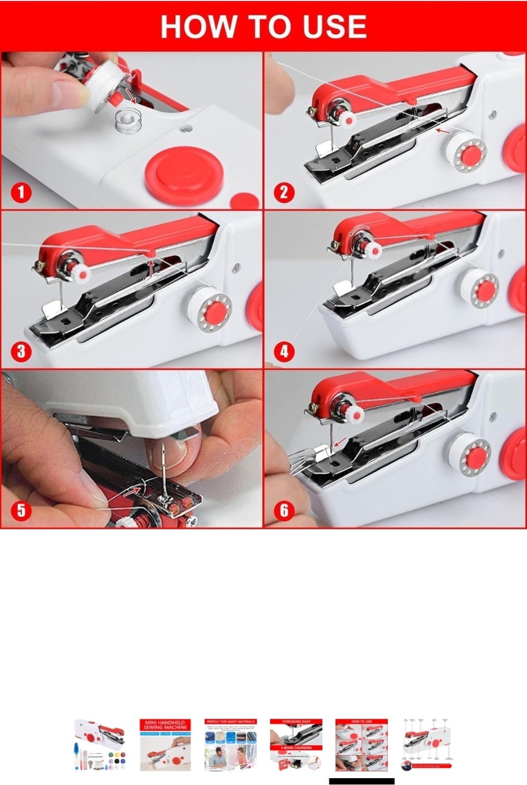 NEW Handheld Sewing Machine Kit - Portable Mini Cordless Stitcher + Tools