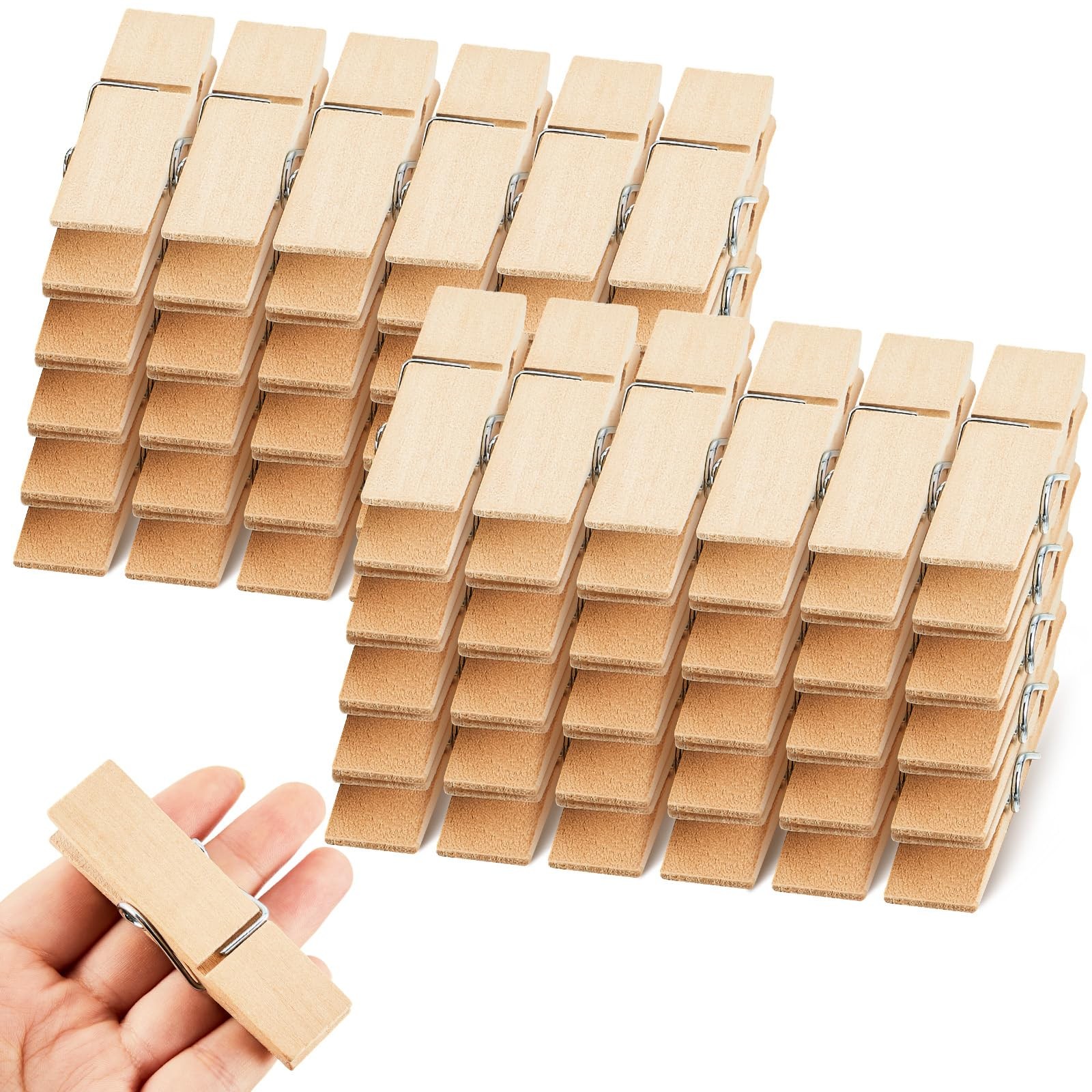 Kigley 90 Pcs Large Wooden Clothespins Extra Wide 2.83 Inches Wood Color