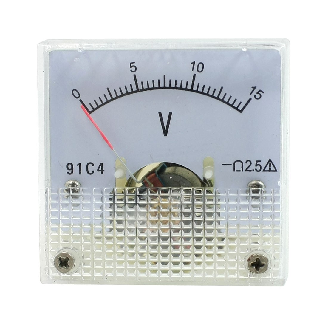 Class 2.5 DC 0-15V Screw Mounted Square Case Volt Test Meter Voltmeter