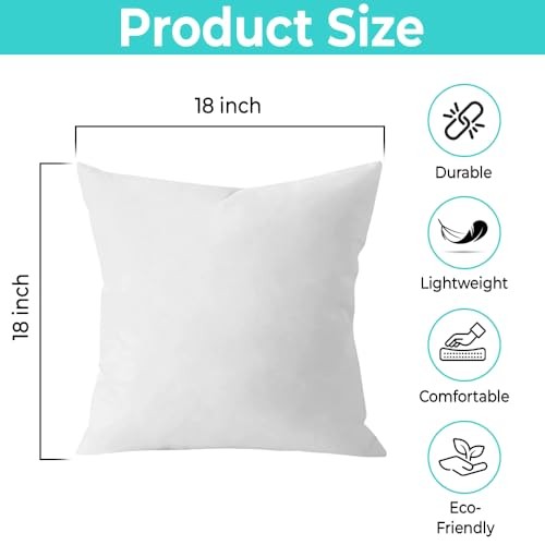 18 x 18 Throw Pillow Insert - Pack of 2 White, Down 18x18 Inch (Pack of 2)