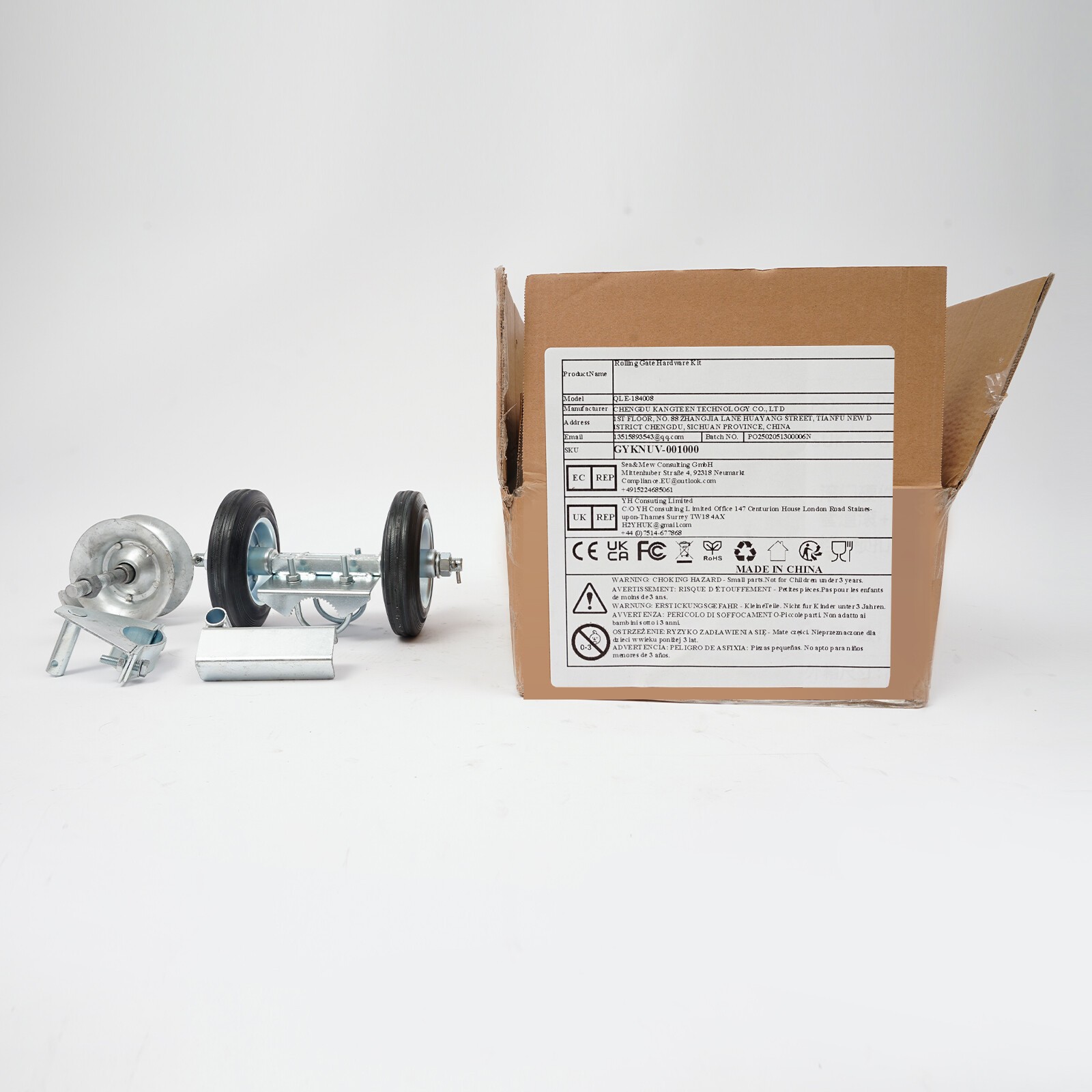Heavy Duty Sliding Gate Hardware Kit Double Wheel 600Lbs Adjustable Latch
