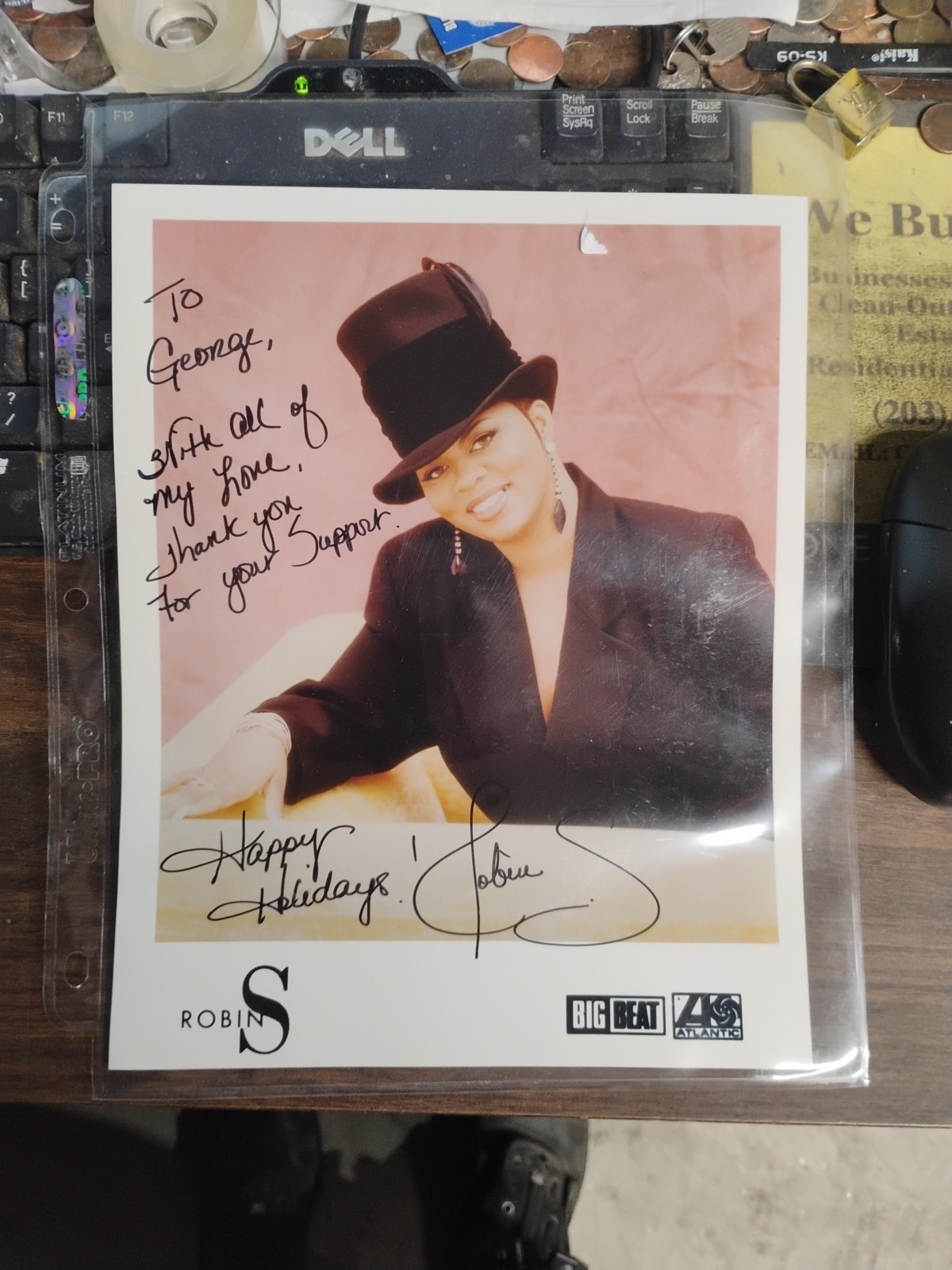 Autographed Color  8x10 Picture Of Robin S , Big Beat ,Atlantic To George With