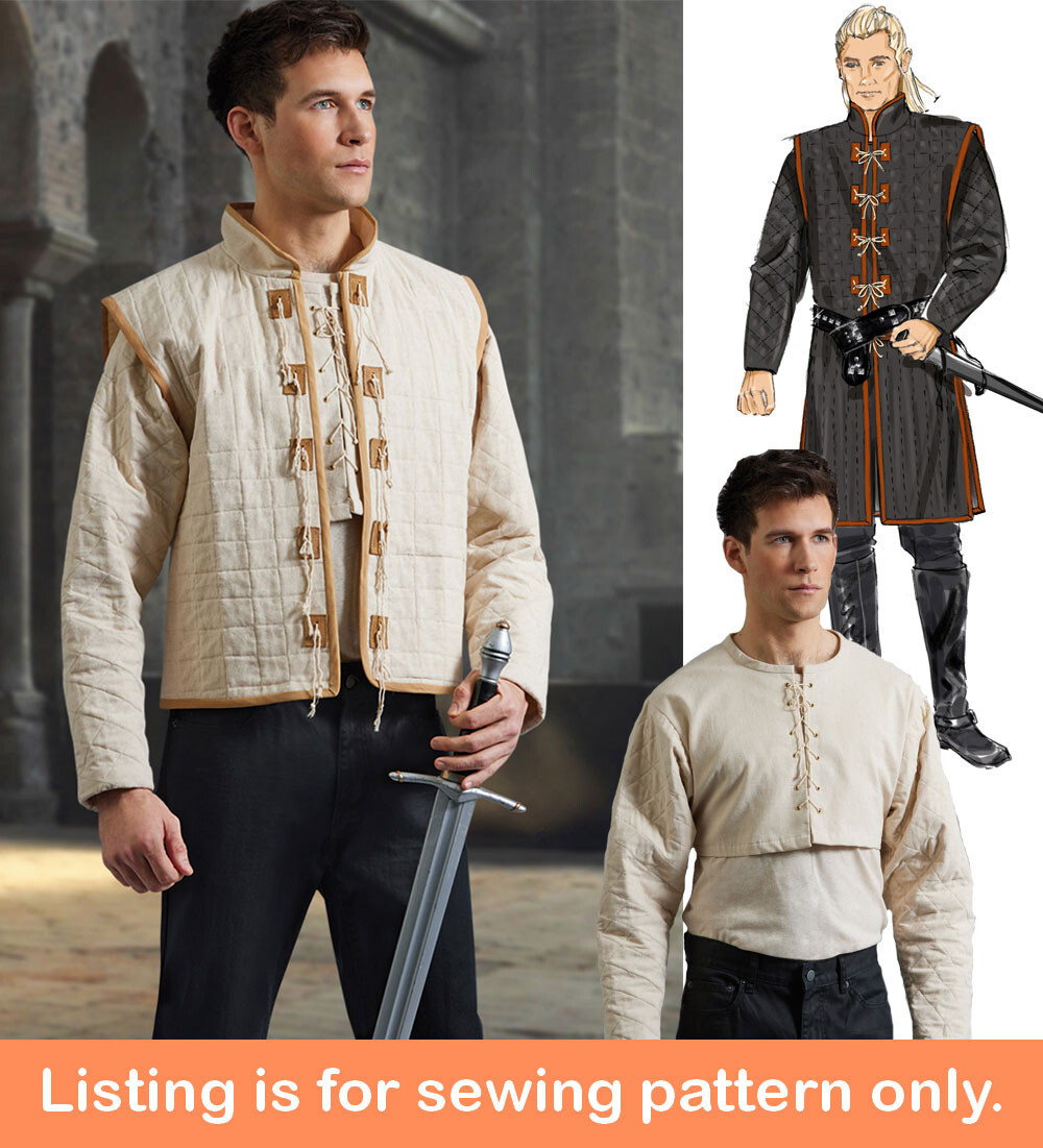 SEWING PATTERN Sew Men Costume Shirt Vest Coat Medieval Viking Knight Magic 8423