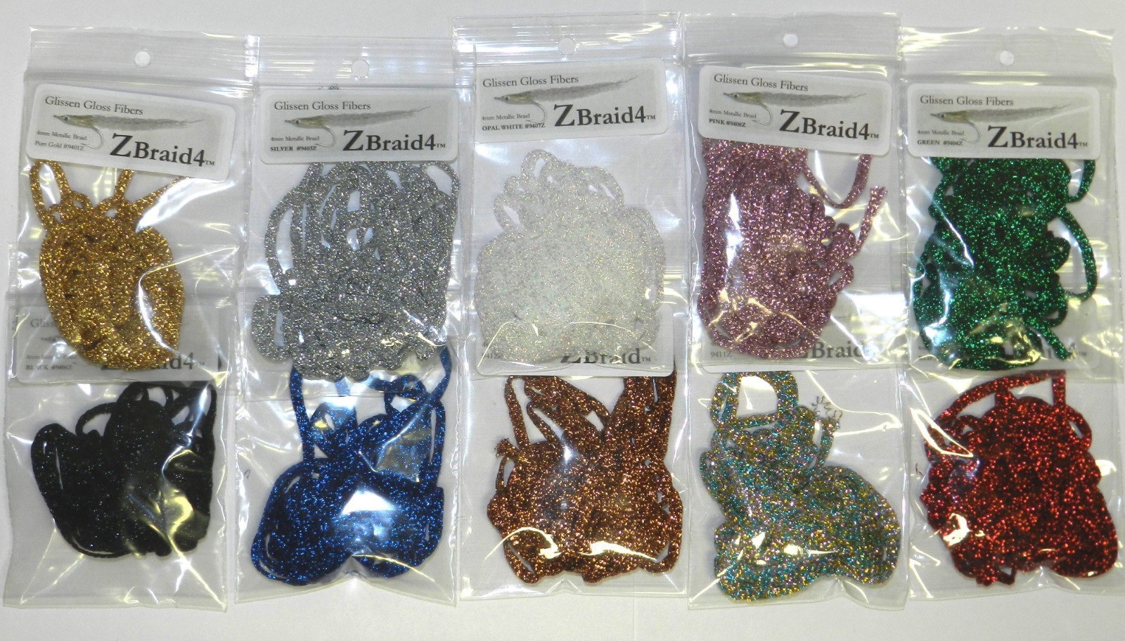 GLISSEN GLOSS ZBRAID2 2 mm METALLIC BRAID FLY TYING MATERIAL YOU PICK COLOR