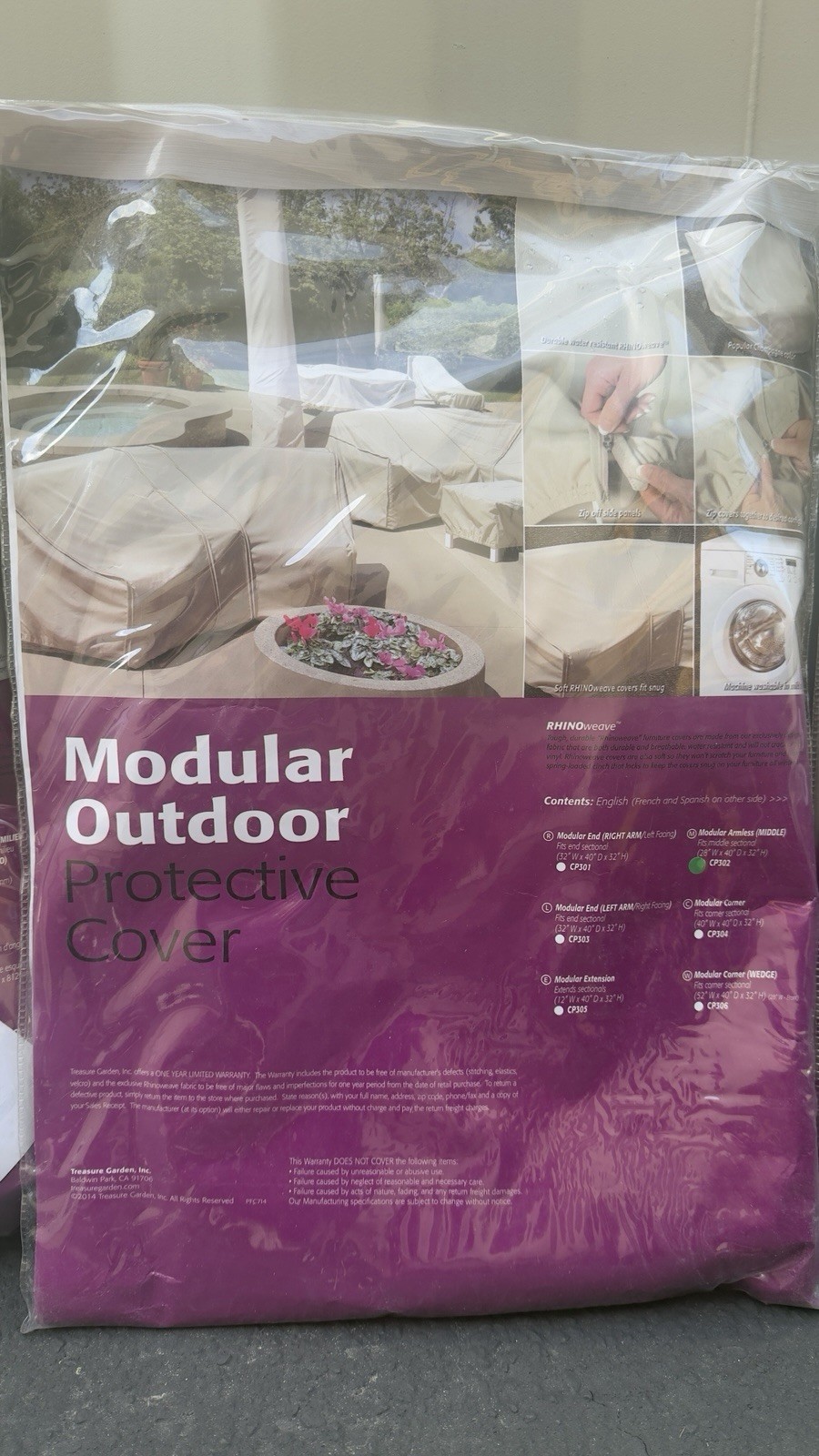 Treasure Garden RHINOweave Modular Outdoor Protective Cover CP302 Middle Section