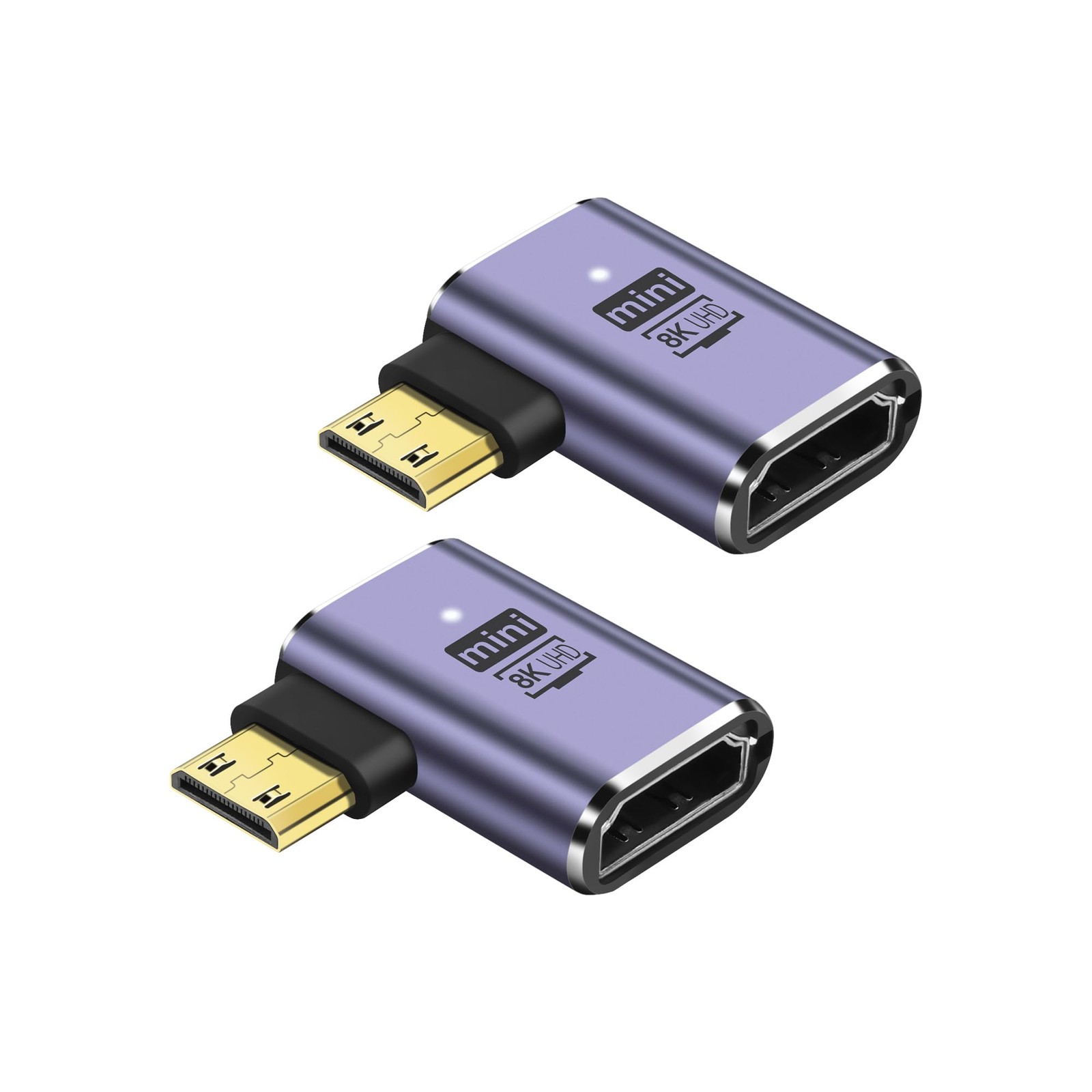 PNGKNYOCN 90 Degree 8K Mini HDMI Adapter,2-Pack 48Gbps Left Angle HDMI...