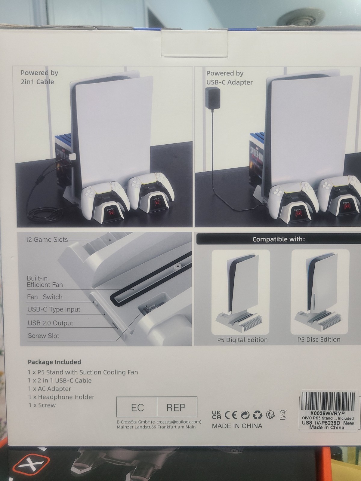 OIVO Cooling Stand with Controller Charger PS5 Digital PS5 Disc Headset Holder