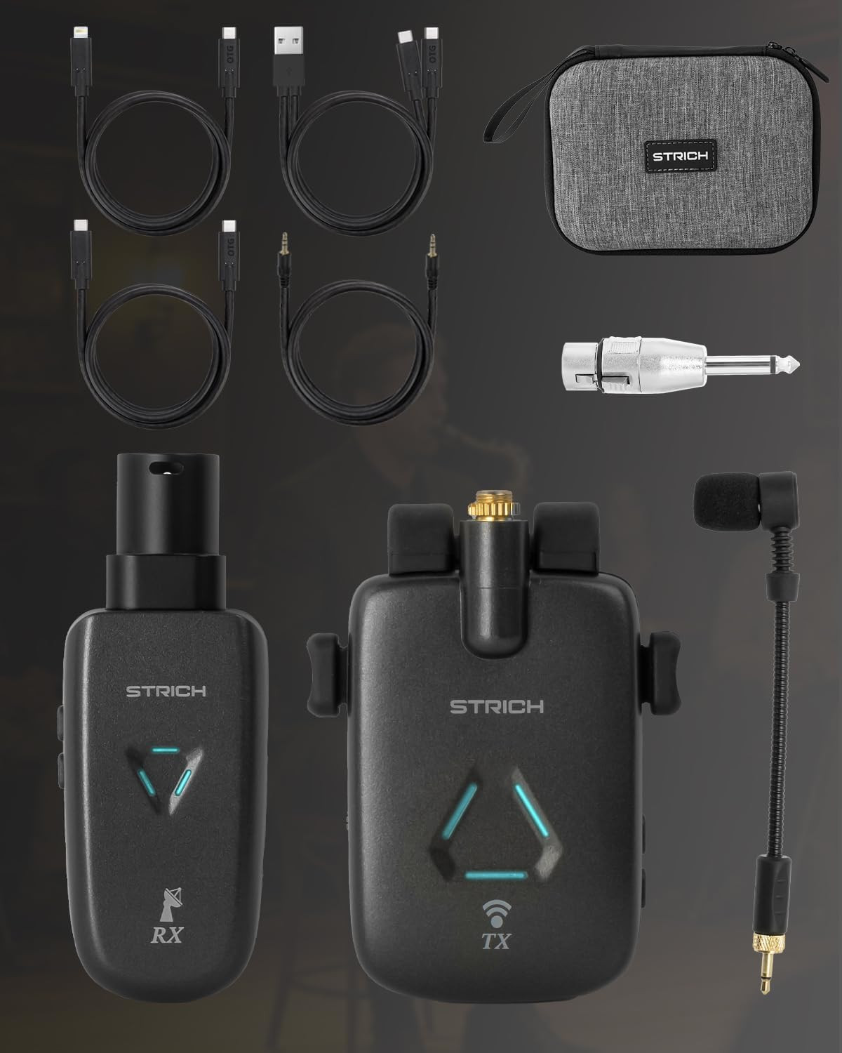 UHF Rechargeable Wireless Instrument Microphone System with Clip-On Transmitter