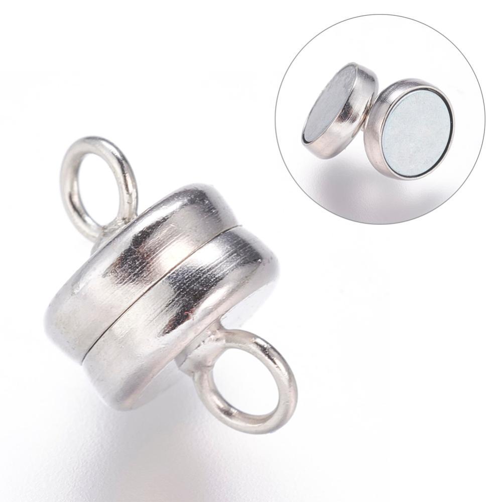 Magnetic Clasp, 11x7mm, hole 2mm, Silver Tone, 5 Sets FNCL1185