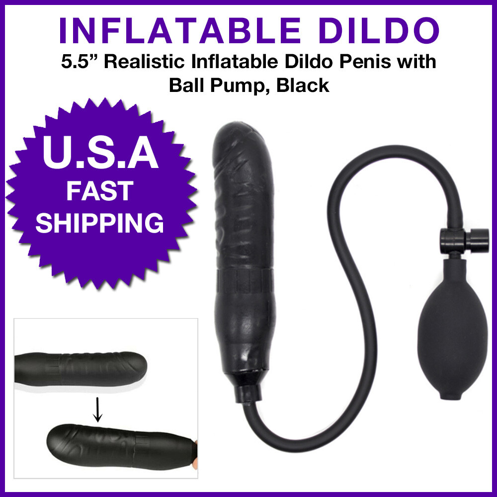 Inflatable Balloon Dildo Air Pump Stretcher Sex Toy for Vagina or Anal Black