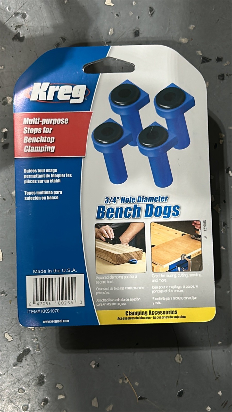 (4 PIECES) Kreg KKS1070: Bench Dogs 3/4" Hole Stops Blue Clamping Accessories