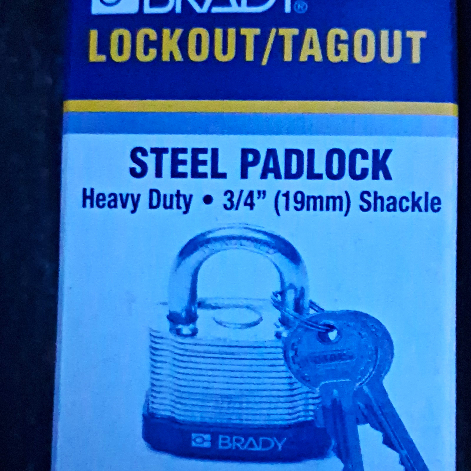 Brady Lockout/Tagout Steel Padlock, Steel Shackle 3/4 in (19mm) Silver