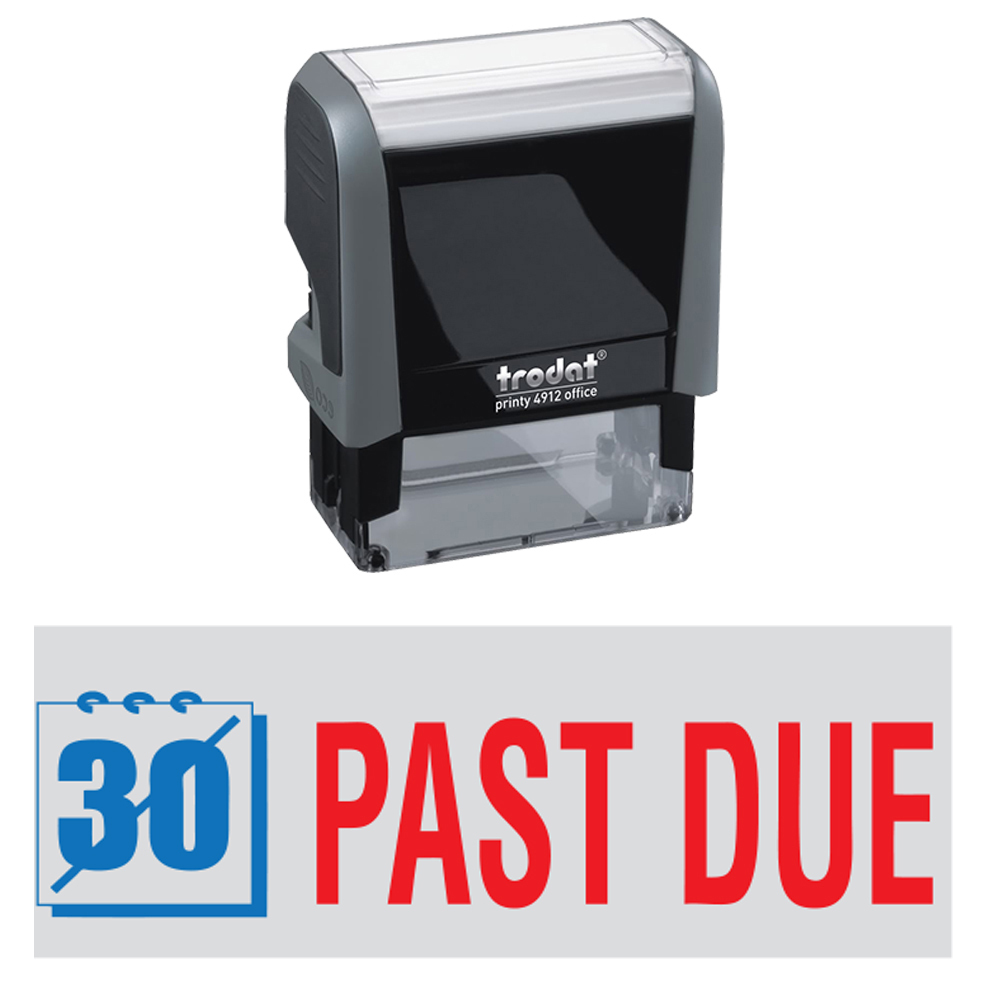 PAST DUE - Trodat 4912 Self-inking Stock Stamp 2-Color Red / Blue Ink