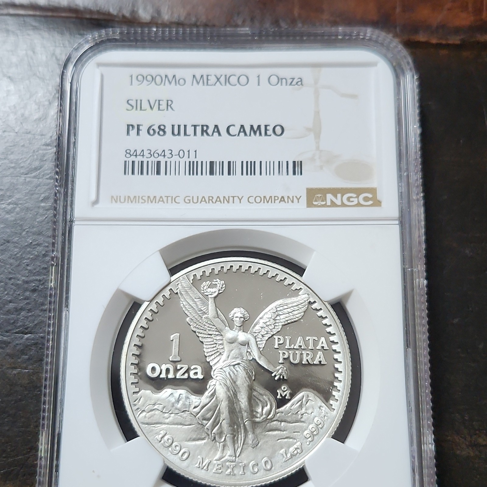 1990 Mo Mexico 1 Onza Silver Proof NGC PF68 Ultra Cameo Coin (Libertad)