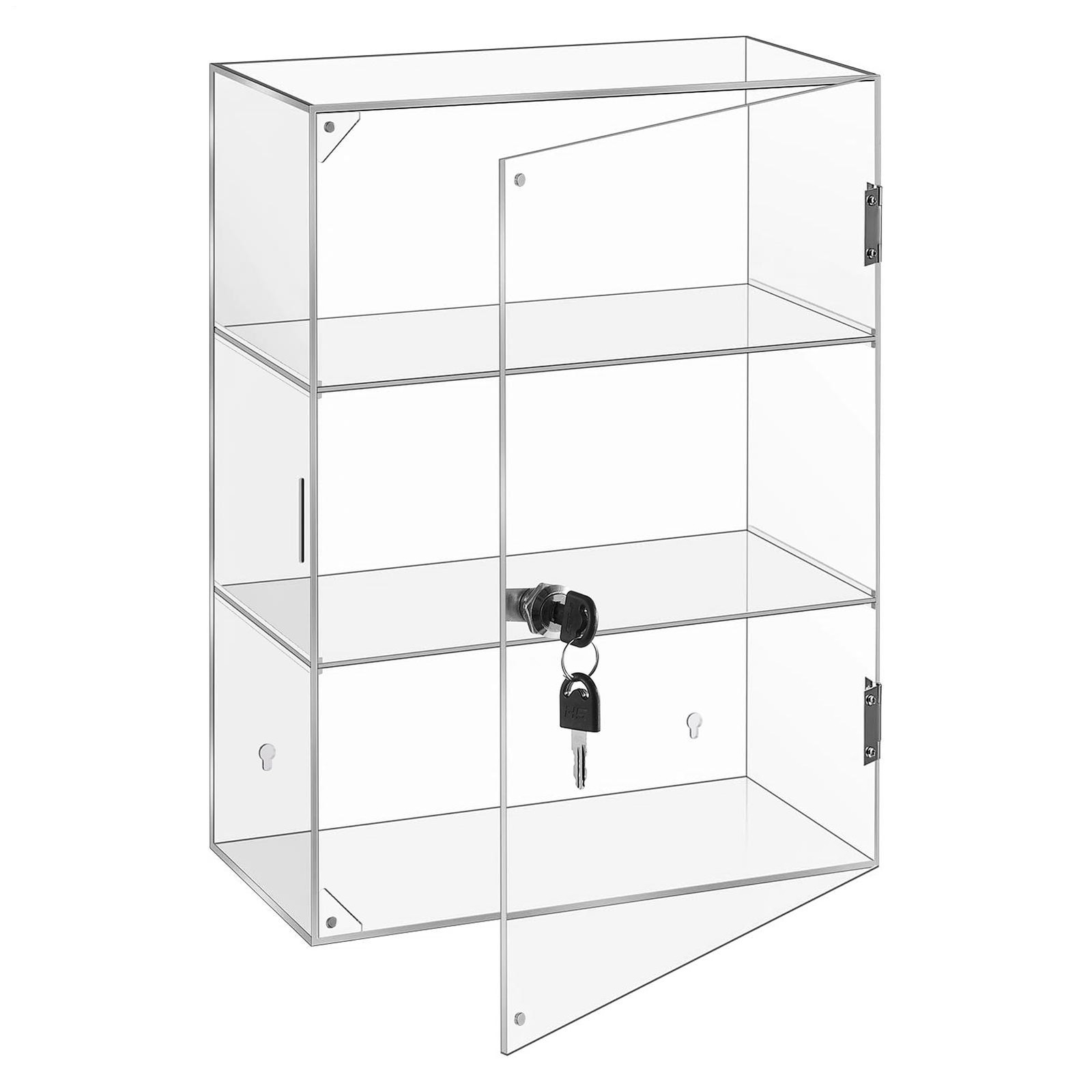 Locking Display Case, Removable 3-Tier Acrylic Display Case with Lock Key