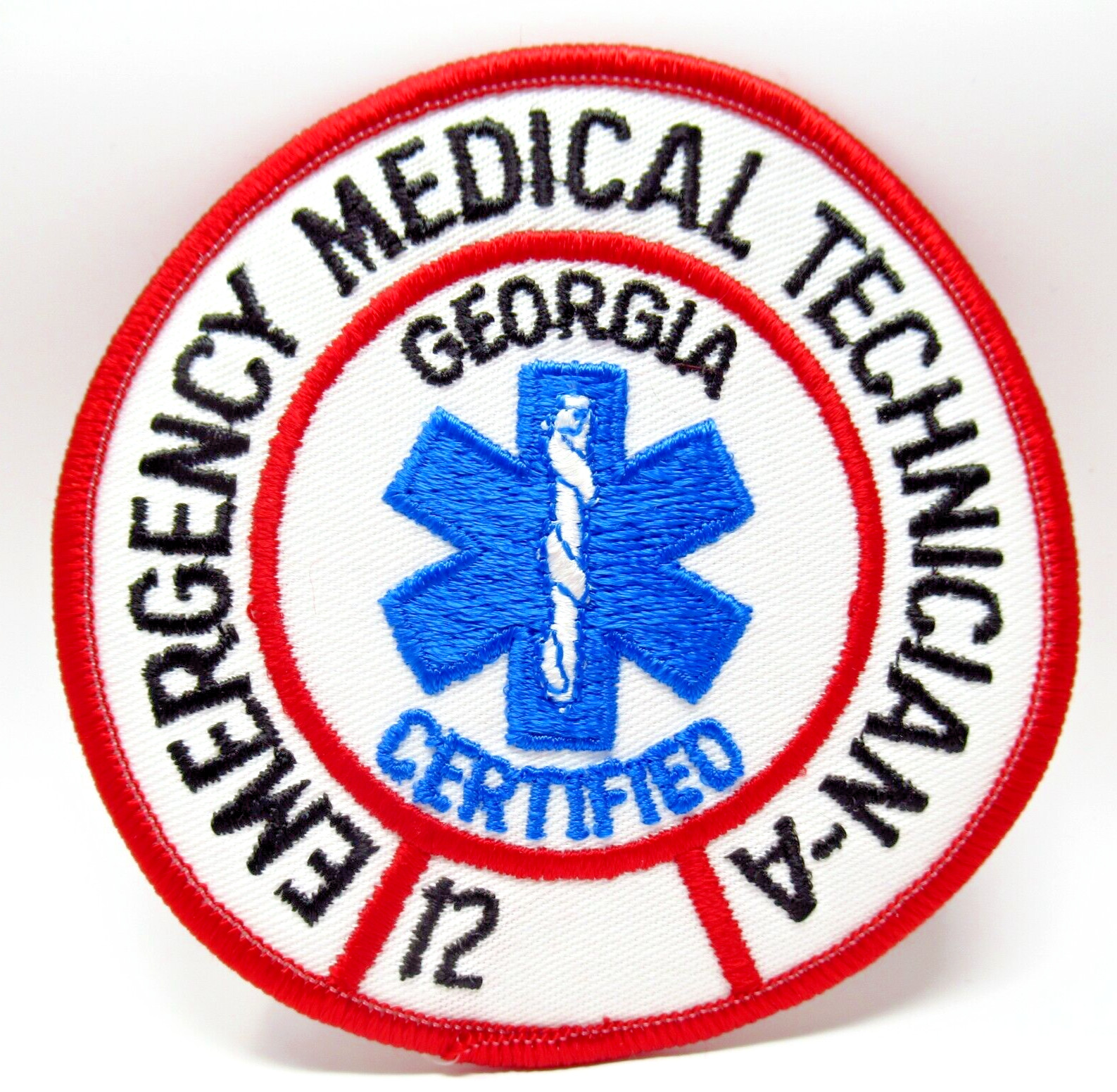 Georgia EMT-A Patch Certified Emergency Medical Technician Iron On Vintage