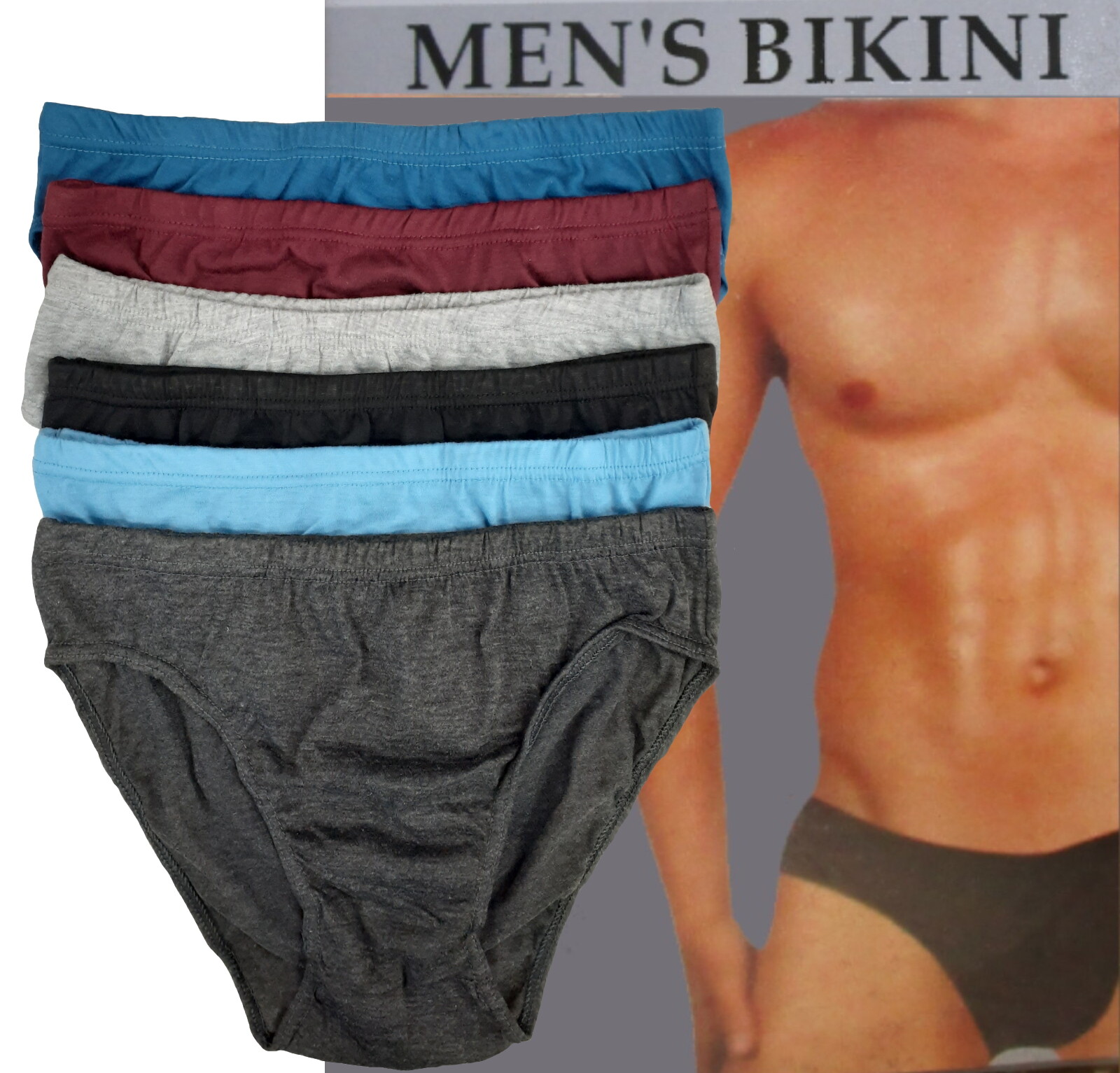6 PK MEN'S BIKINI BRIEFS LOW RISE COTTON SOLID COLORS UNDERWEAR S - M - L - XL