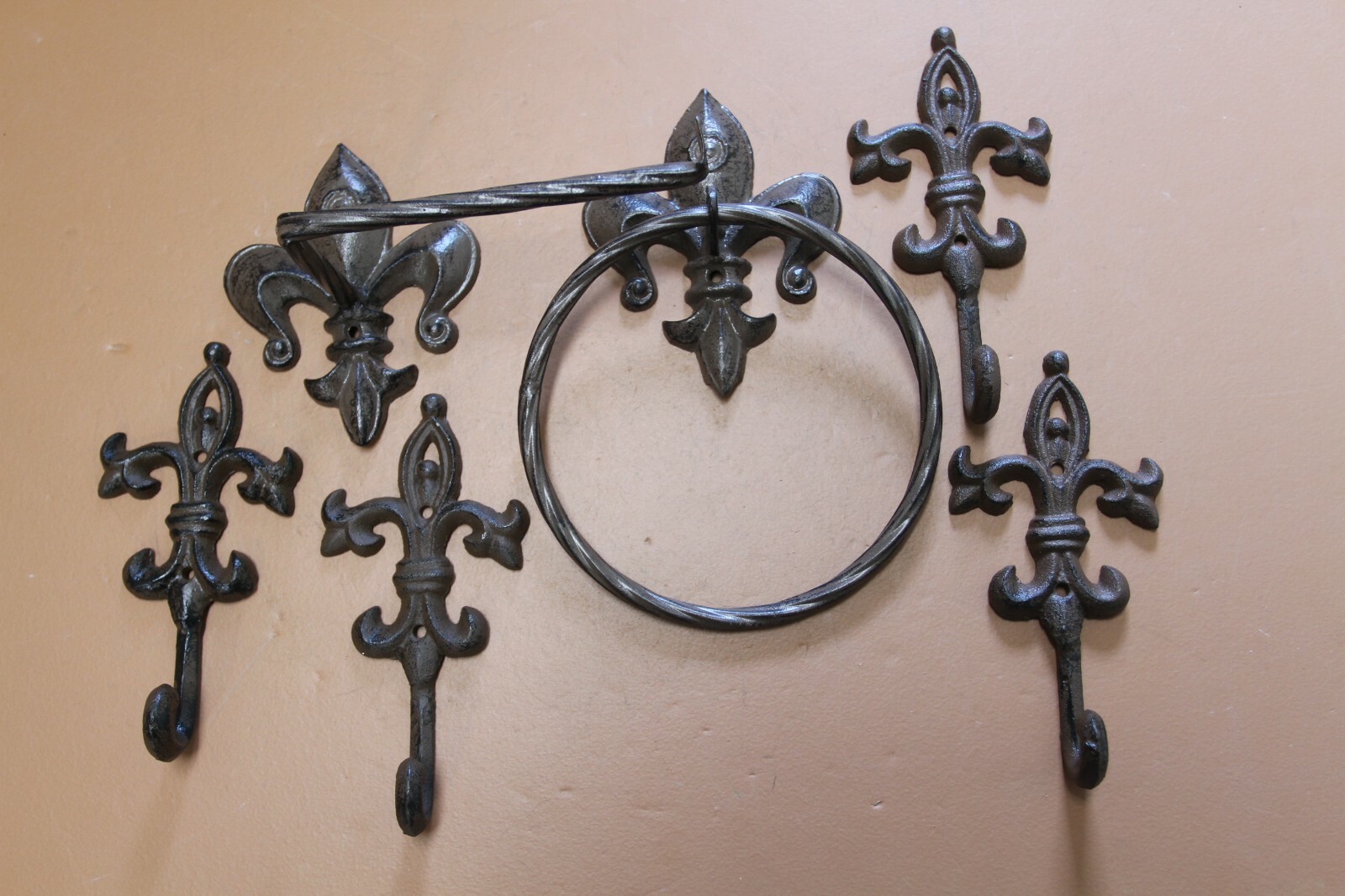 BATHROOM SET....6 item, Fleur De lis, New Orleans look,Victorian decor, F-2,3,21