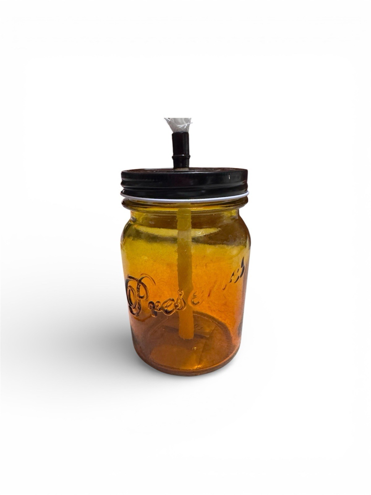 New Mason Canning Jar Oil Lamp Citronella Rustic Farmhouse Torch Orange & Yellow