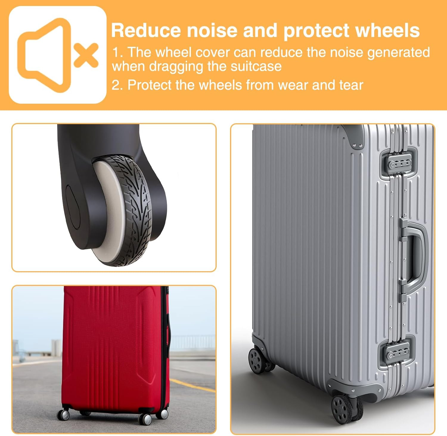 8 Pcs Silicone Luggage Wheel Covers for Rolling Suitcases Cuttable Wheel Protect
