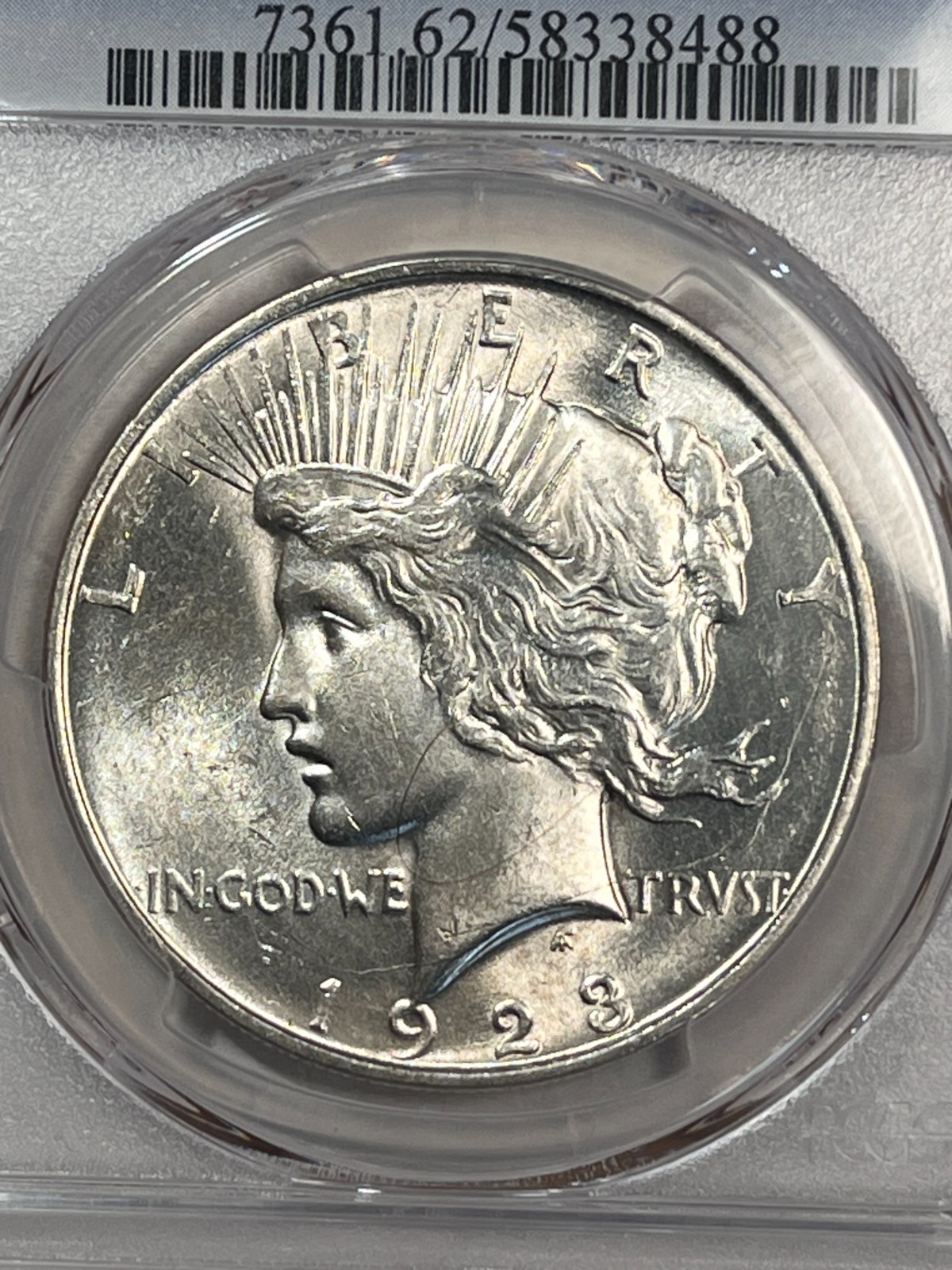 1923 D PEACE DOLLAR PCGS CH BU BLAZING LUSTER GRADED HARD