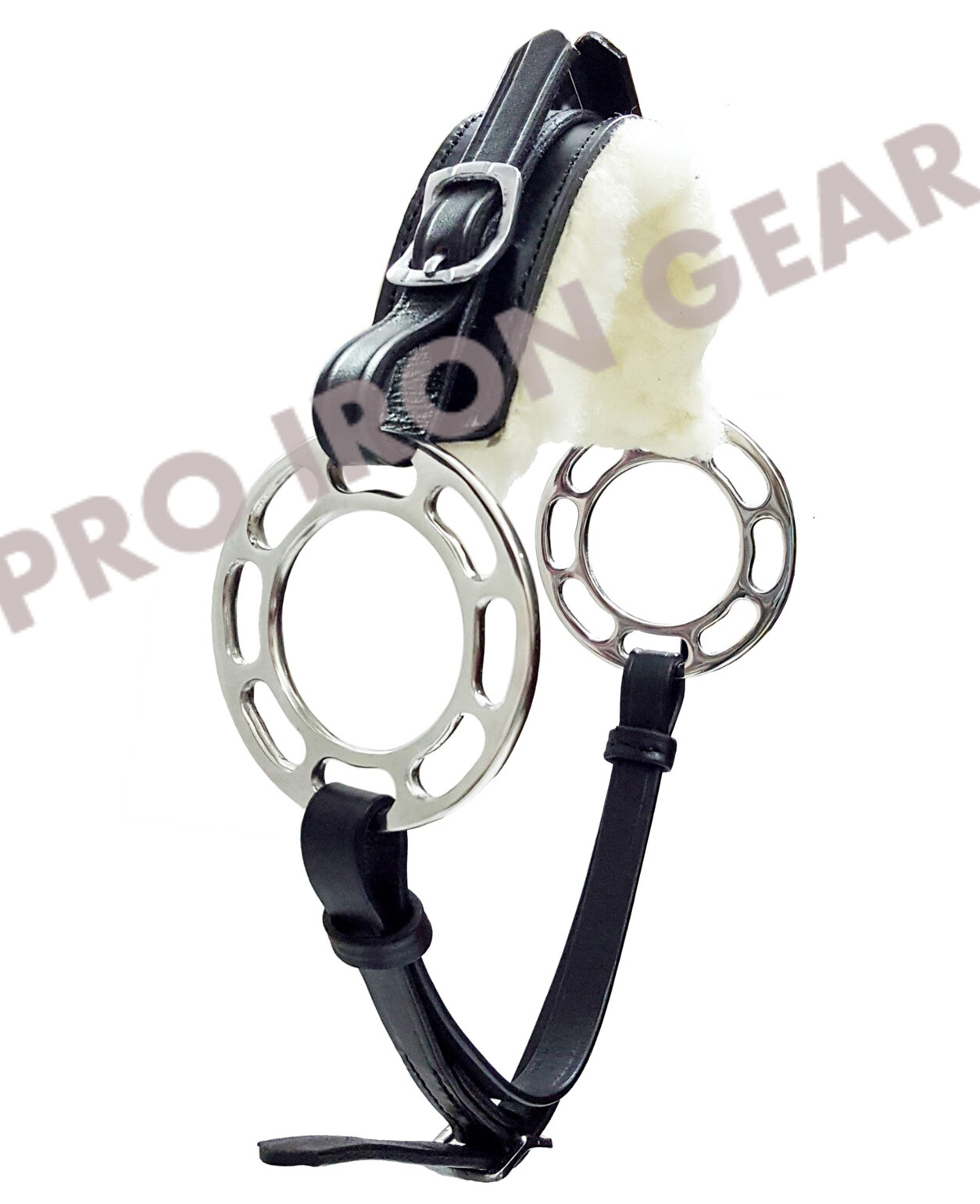 Hackamore Bitless Horse Bit English Western Adjustable Leather (BLACK)