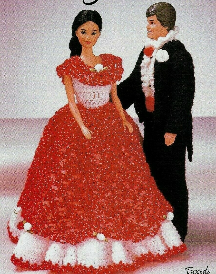 PROM NIGHT PAIR DRESS & TUXEDO FASHION DOLL CROCHET PATTERN INSTRUCTIONS