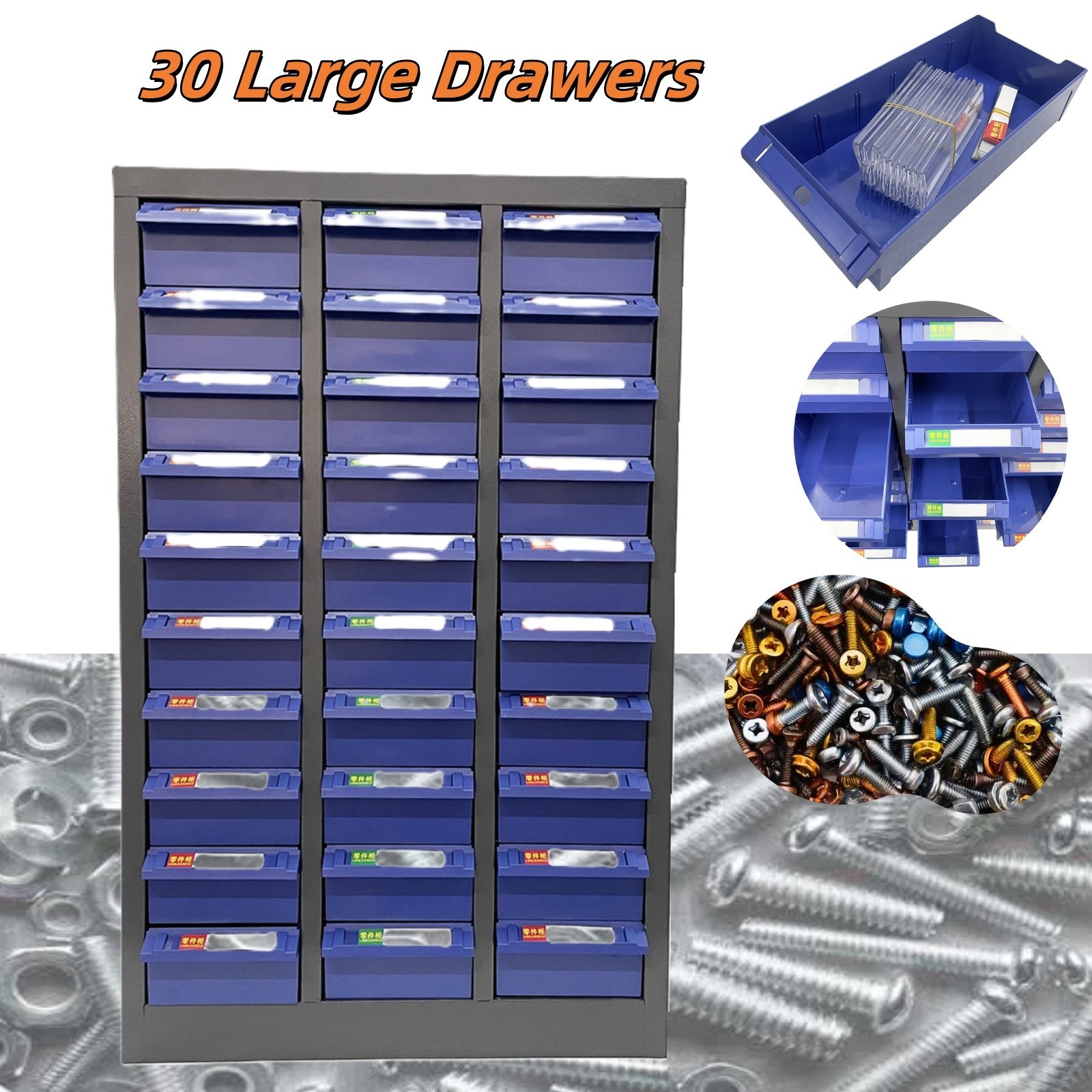 30 Large Drawers Cabinet Hardware Storage Screws Nuts Cabinet Without Door