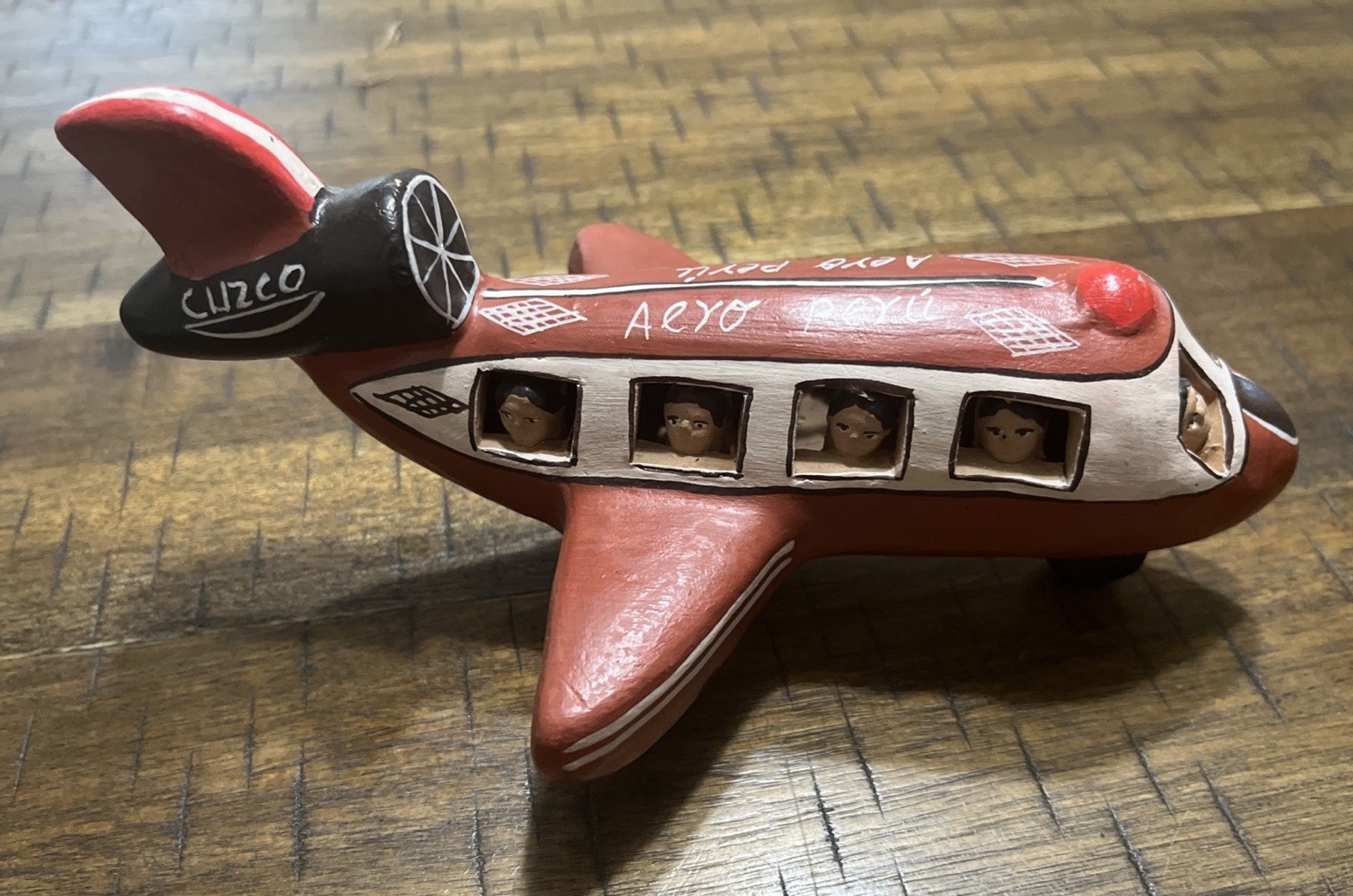 Vintage SouthAmerican Folk Art Clay Passenger  Airplane Aero Peru ✈️