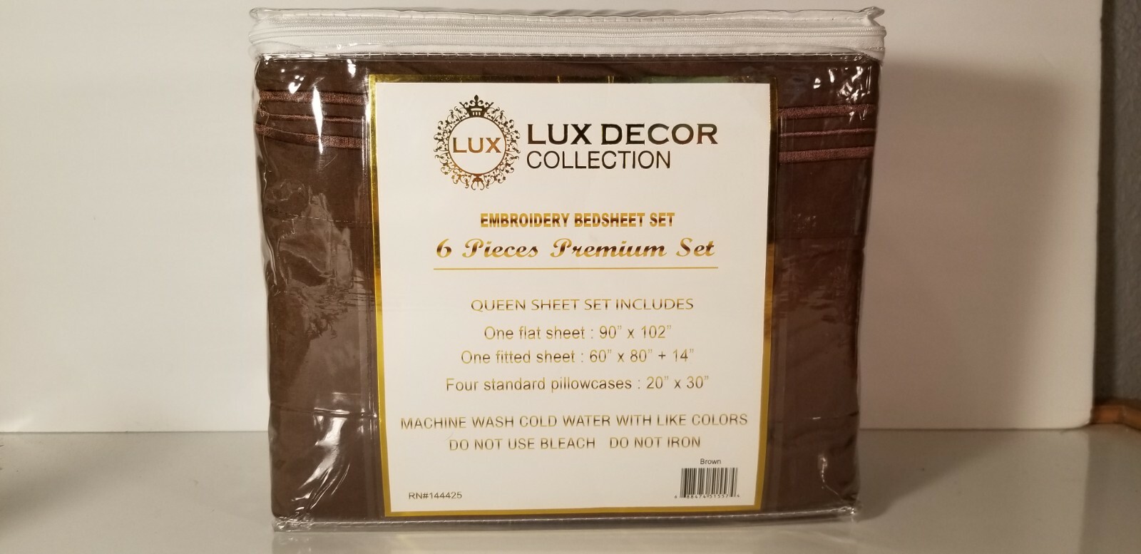 Lux Decor 6 Pc Premium Sheet Set Queen 1800 Series Brown New without tags