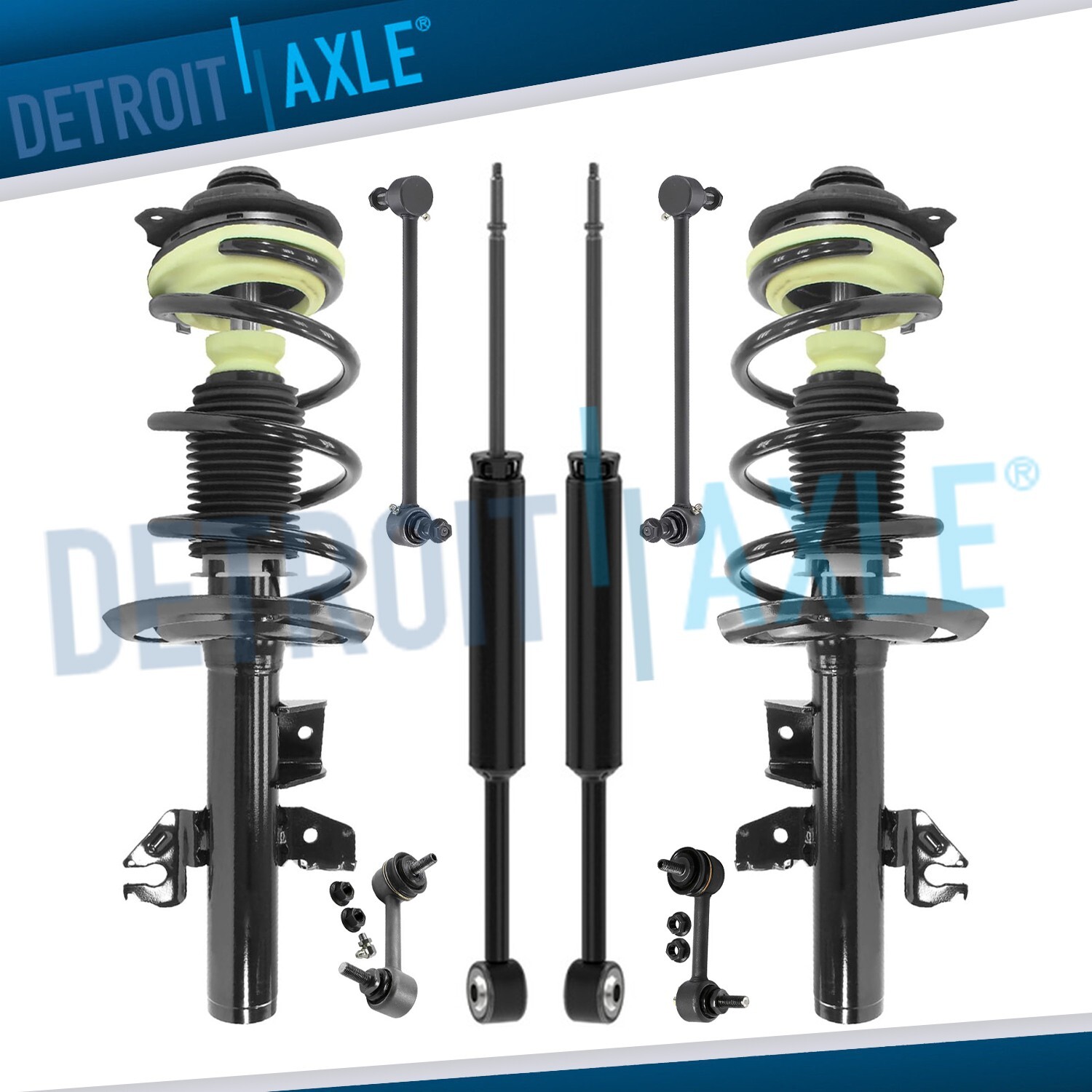 Front Struts w/ Coil Spring Rear Shocks Sway Bars Kit for 2015-2017 Chrysler 200