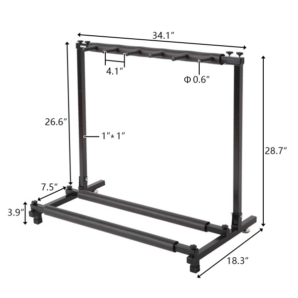 Triple Folding Multiple Guitar Holder Rack Stand Black