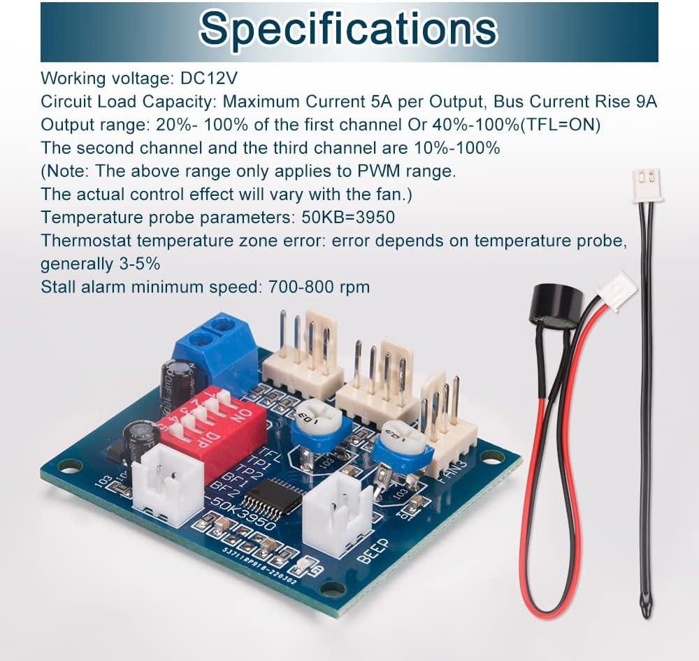 2PCS DC 12V 4 Wire PWM PC CPU Fan Temperature Control Speed Controller Module CP