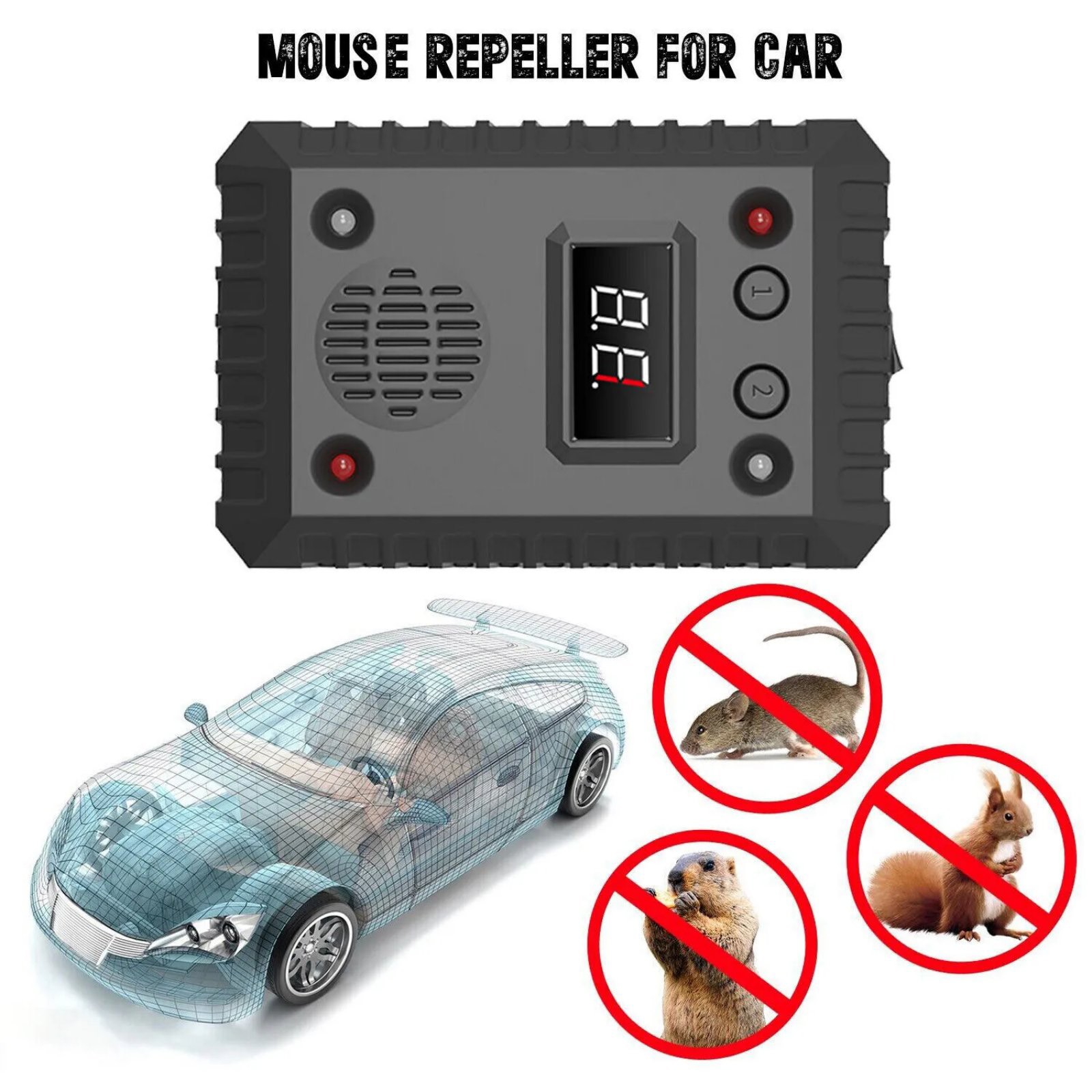 12V Ultrasonic Mouse Repeller for Car Wire Engine Rat Rodent Deterrent