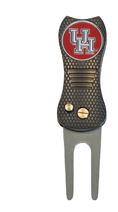 Houston UH Cougars NCAA Golf Ball Marker with DivotFix Switchblade Divot Tool