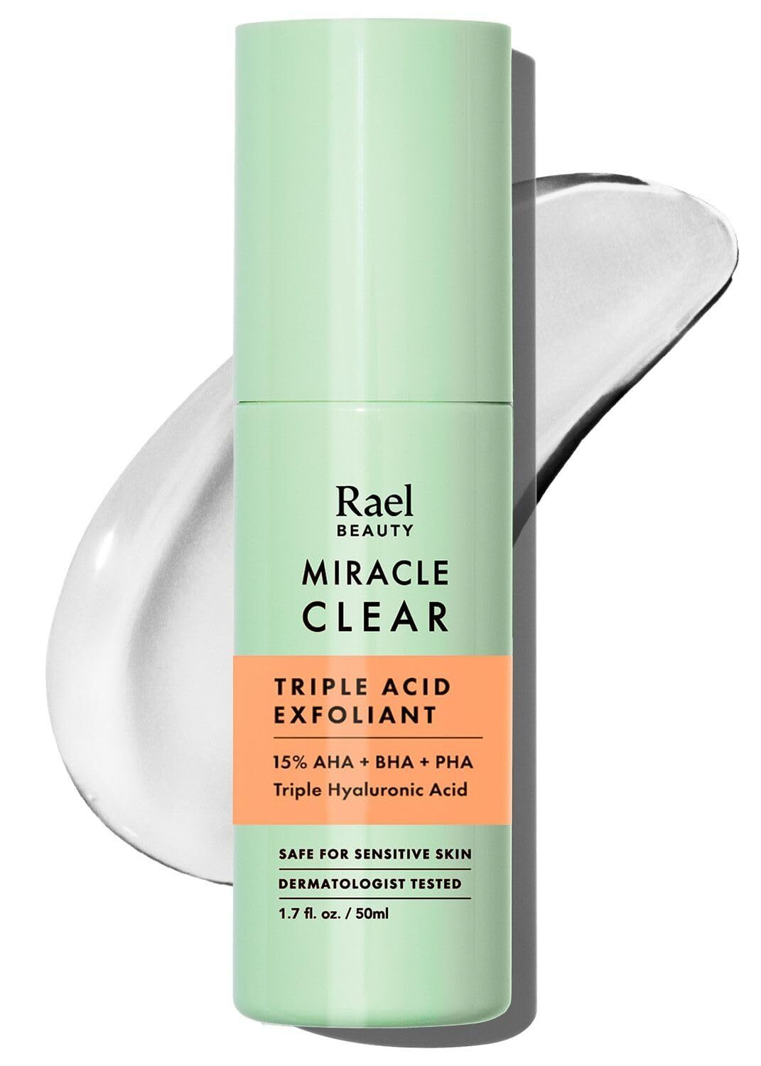 Rael Miracle Clear Triple Acid Exfoliant Gel Serum, Vegan (1.7 fl oz, 50ml)