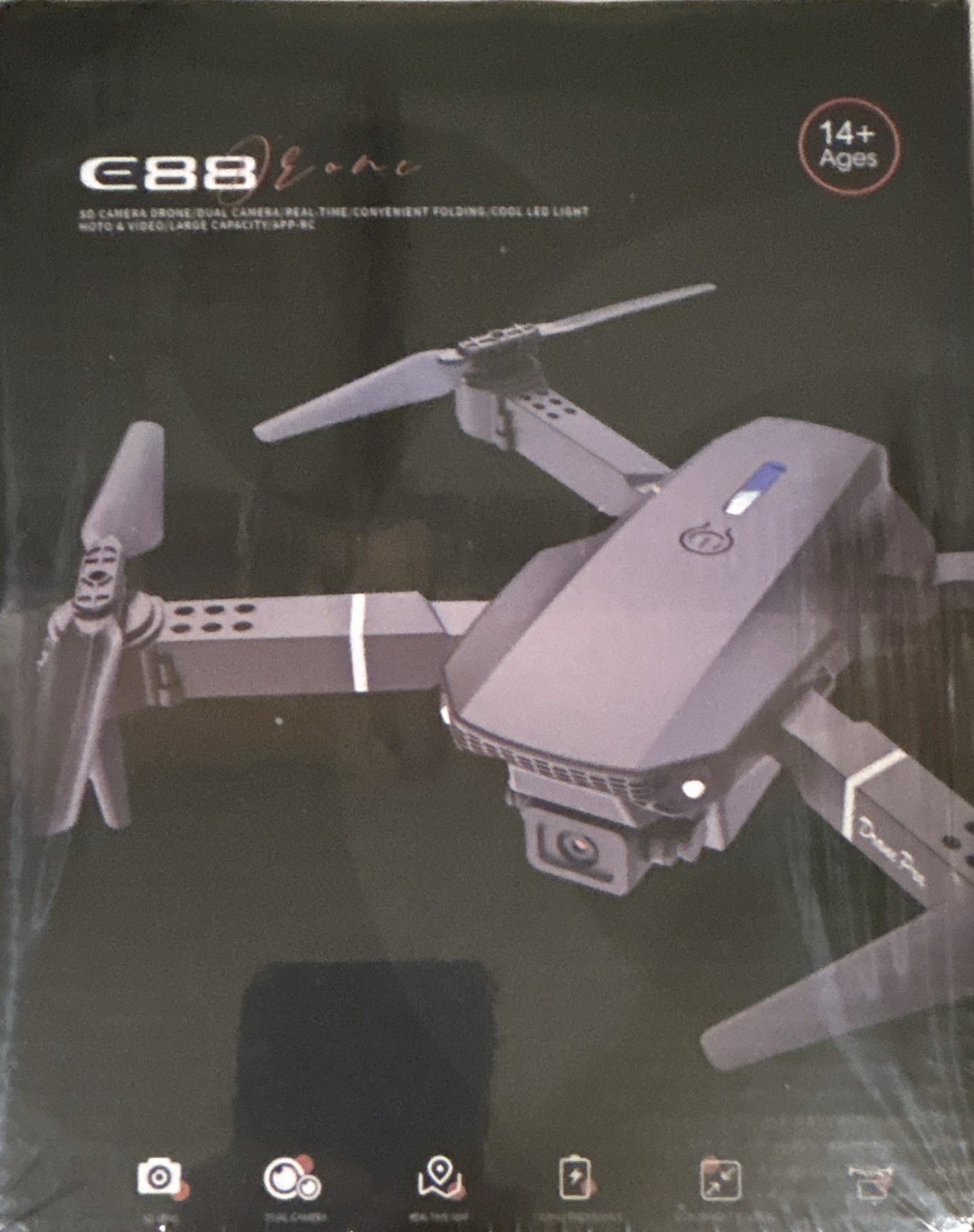 E88 RC Drone 80m Range, Dual Camera, Foldable