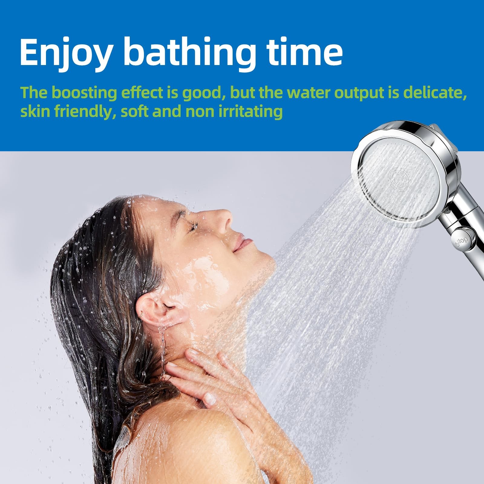 High Pressure Handheld Shower Head with ON/OFF Pause Switch 3 Spray Modes