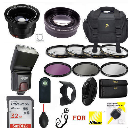 NIKON P900 32GBHD PRO KIT - CASE REMOTE FLASH FILTERS  ZOOM LENS WIDE ANGLE LENS